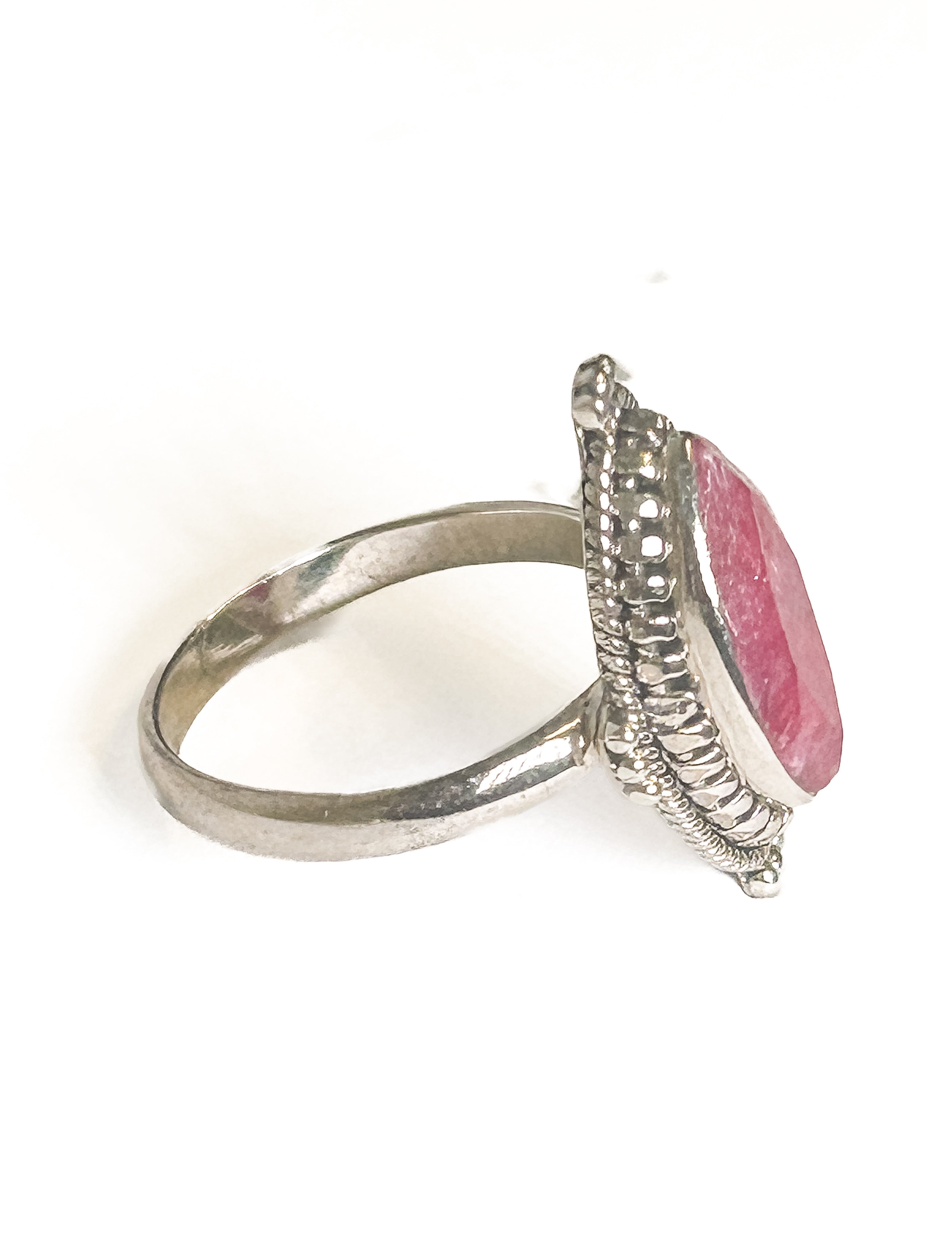 Vintage 925 Sterling Silver Oval Ruby Ring - Size 8 - Frijja, LLC