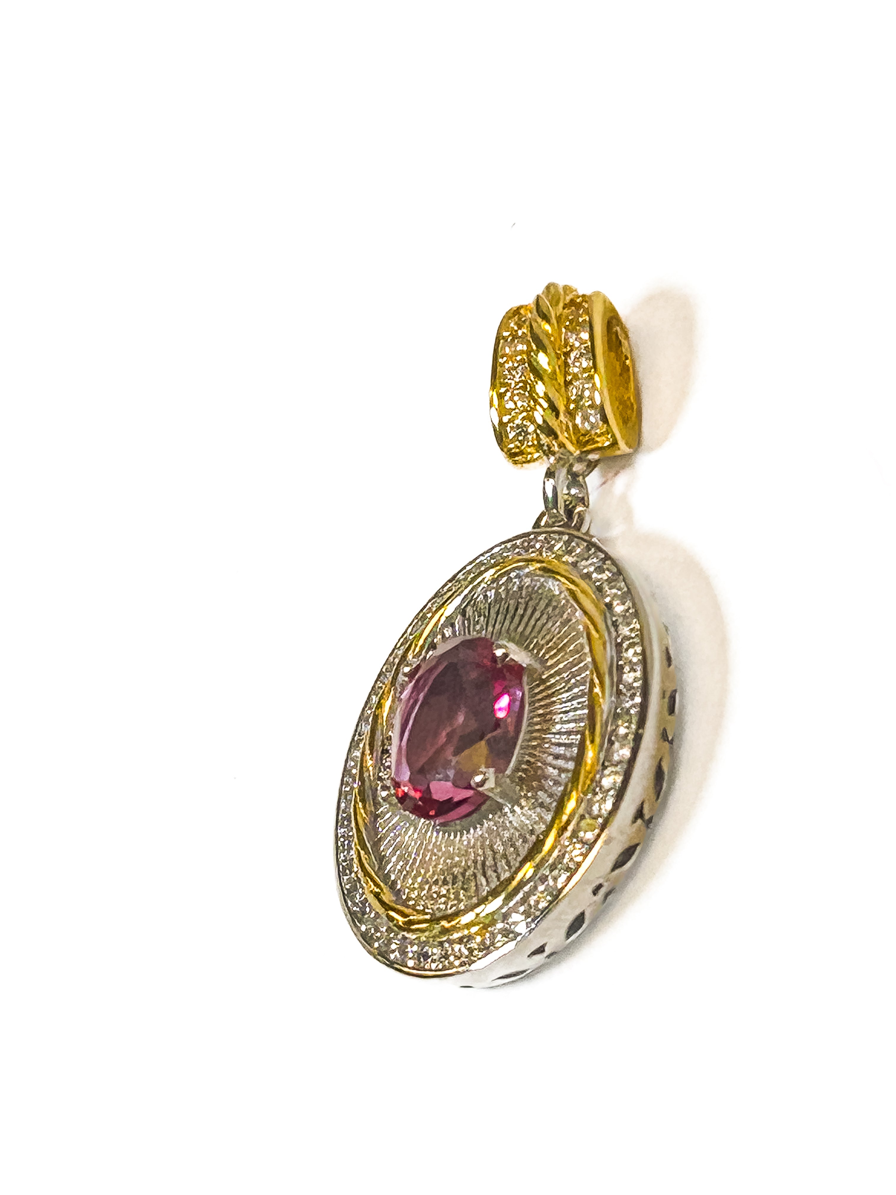 Vintage 925 Sterling Silver Pink Topaz Pendant - Frijja, LLC