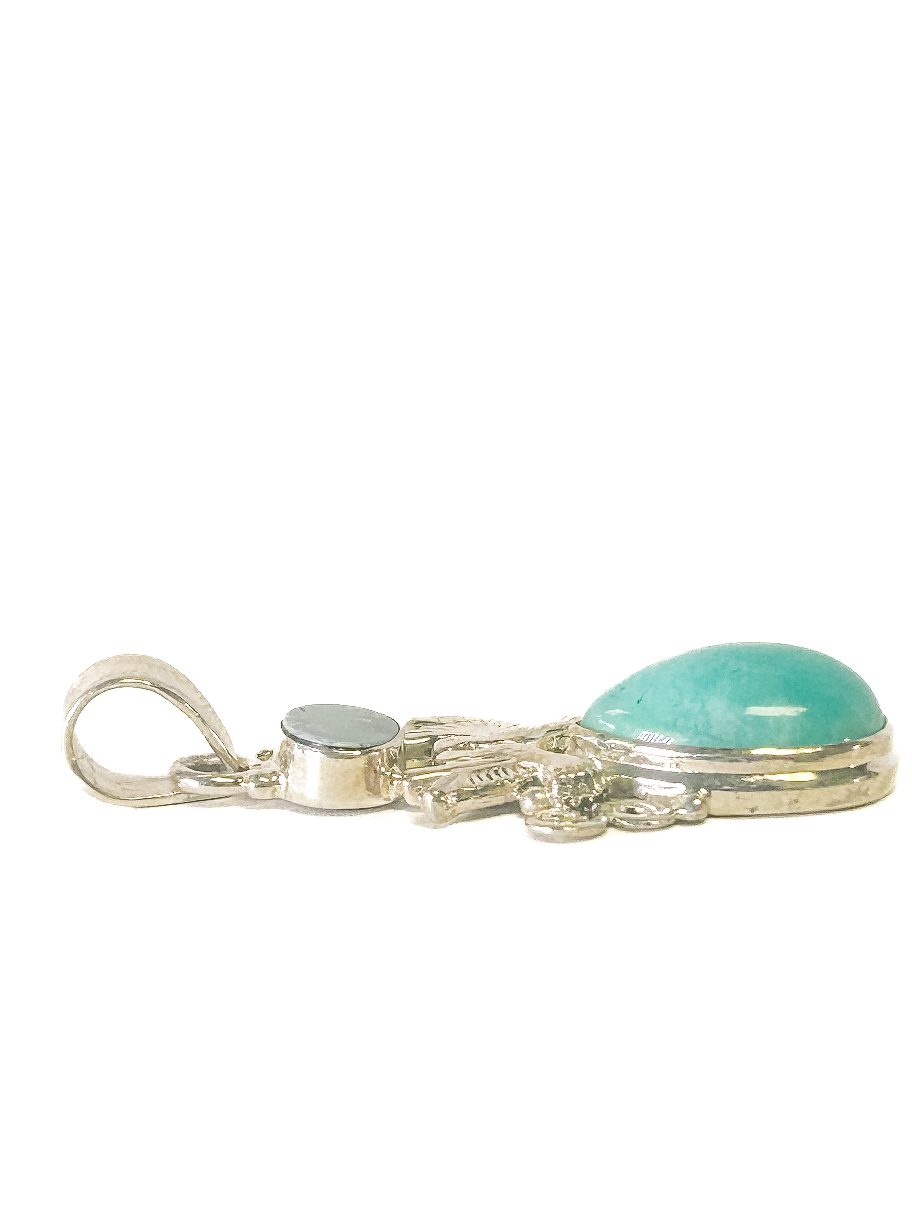 Vintage 925 Sterling Silver Australian Opal and Larimar Pendant - Frijja, LLC