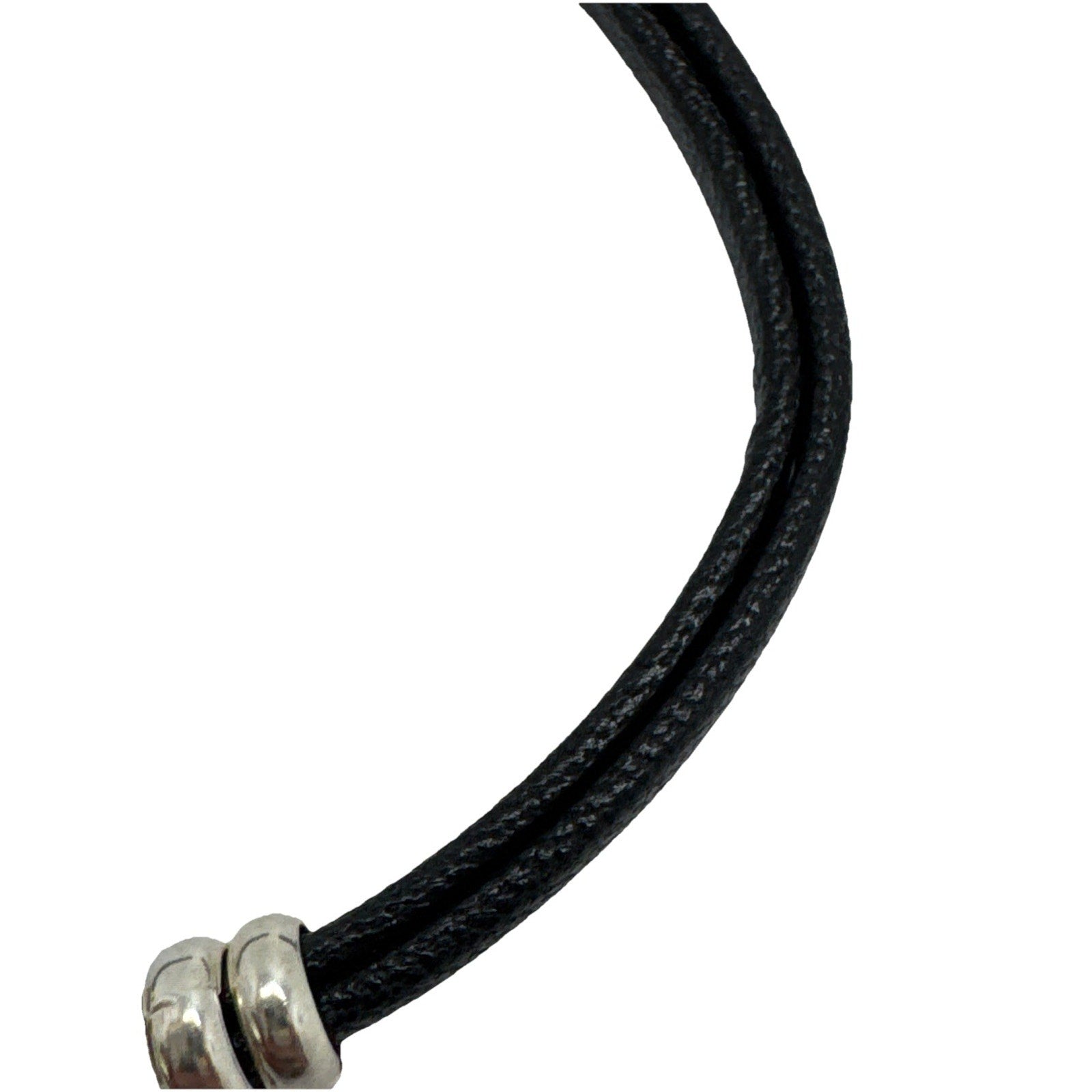950 Sterling Silver Black Leather Bracelet Butterfly Charm