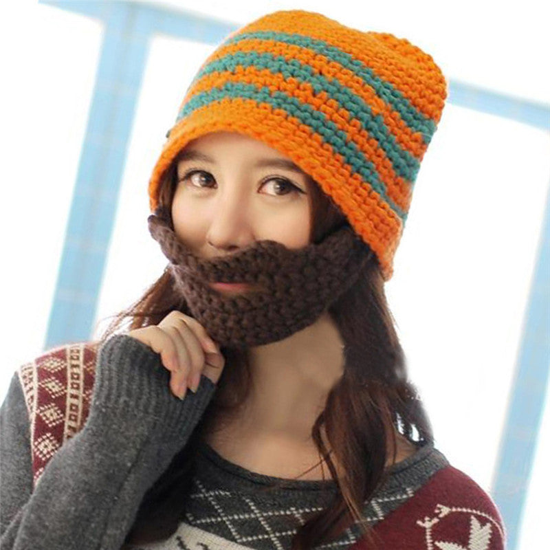 Winter Warm Handmade Knitted Crochet Beard Hat Ski Mask