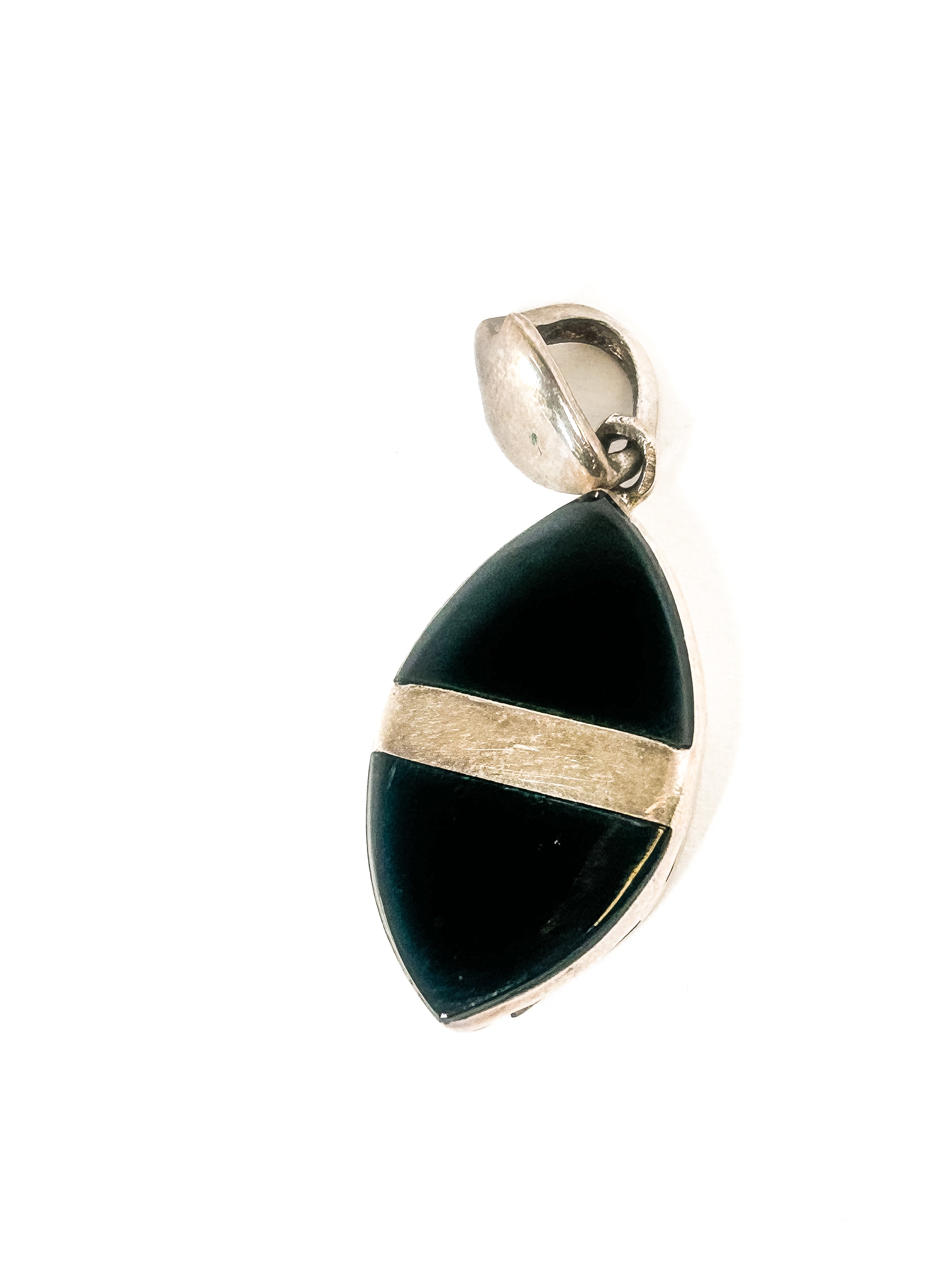 Vintage 925 Sterling Silver Onyx Pendant - Frijja, LLC
