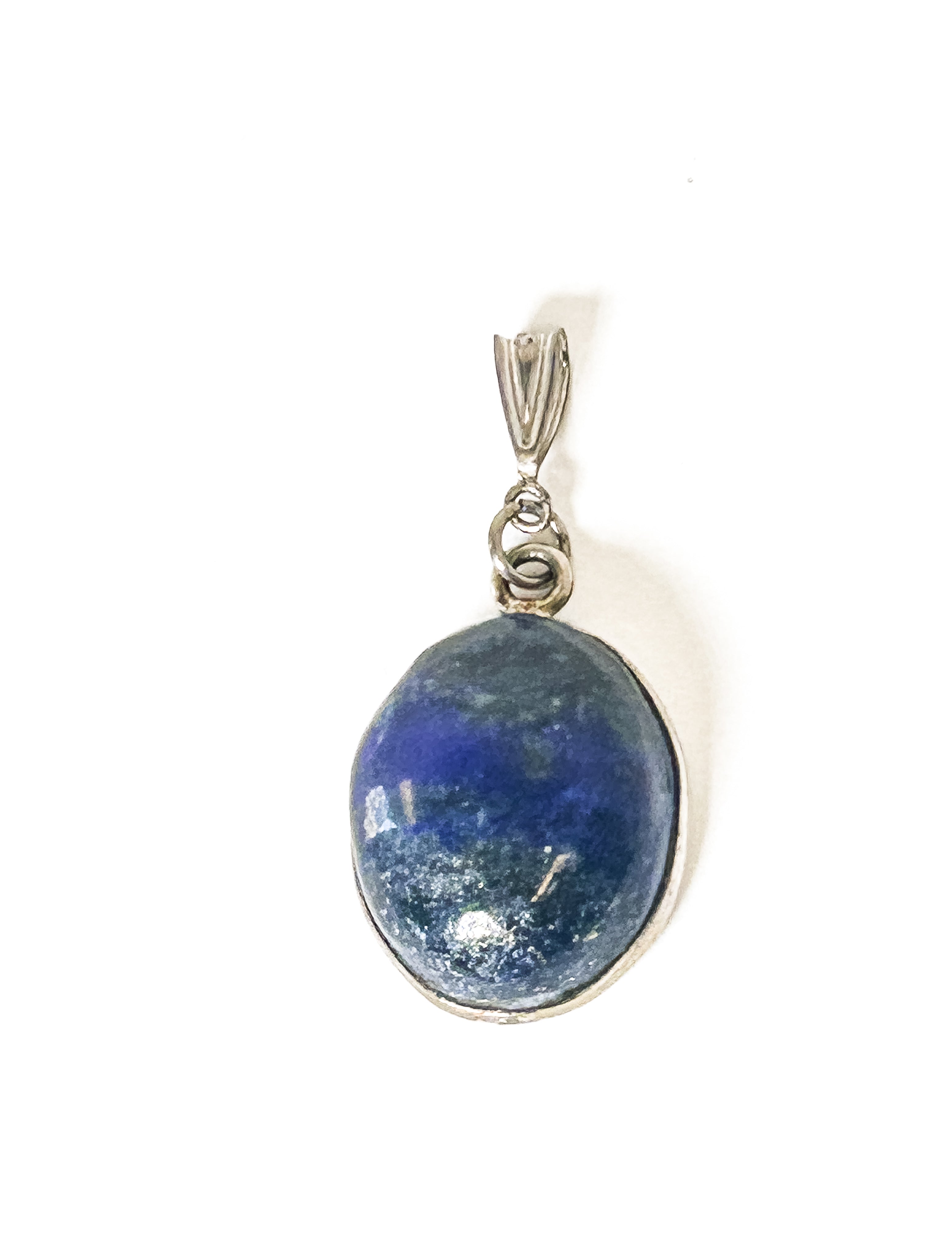 Vintage 925 Sterling Silver Round Lapis Lazuli Pendant - Frijja, LLC