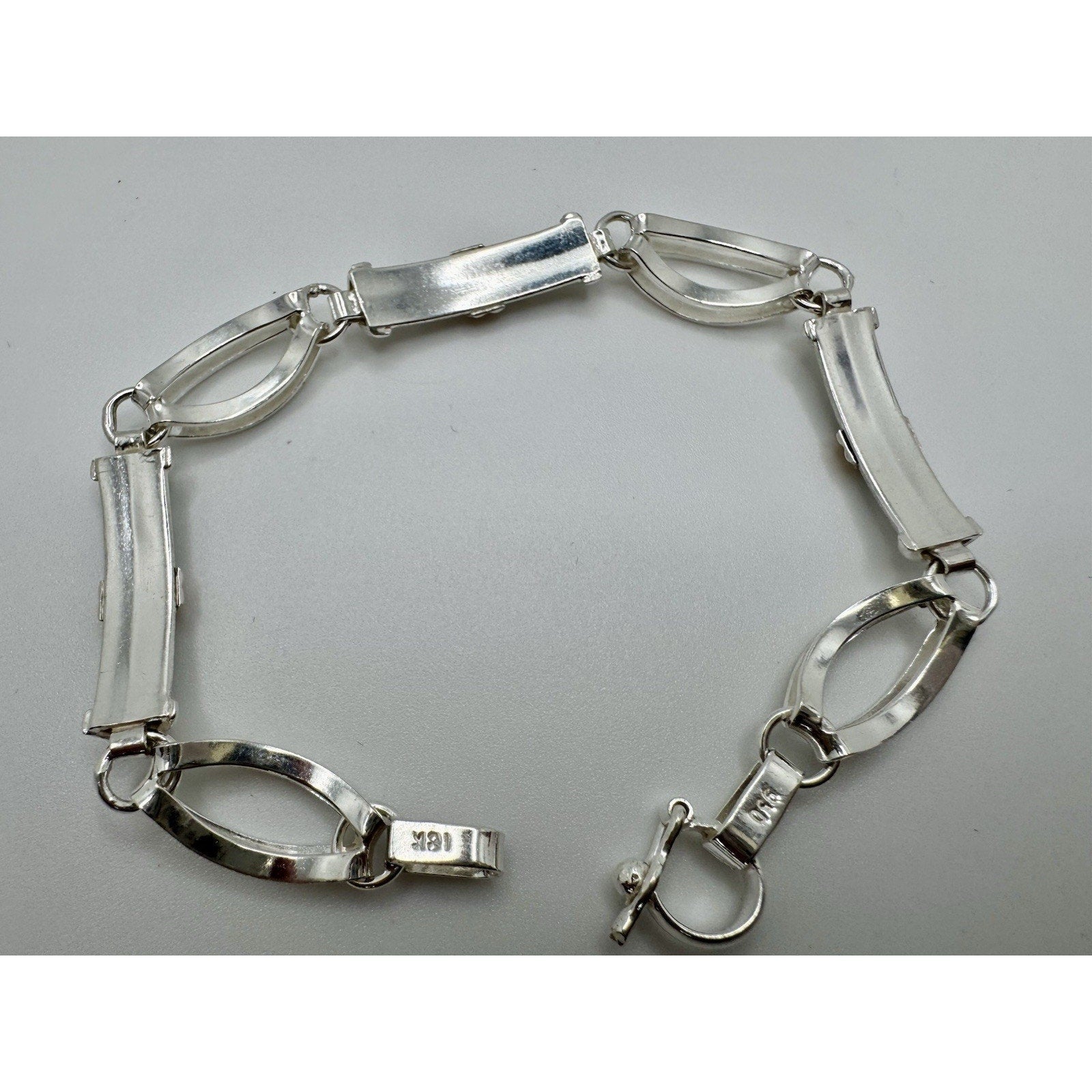 Designer Peruvian Sterling Silver 950 and 18K Gold Inlay Bracelet - 7.5”