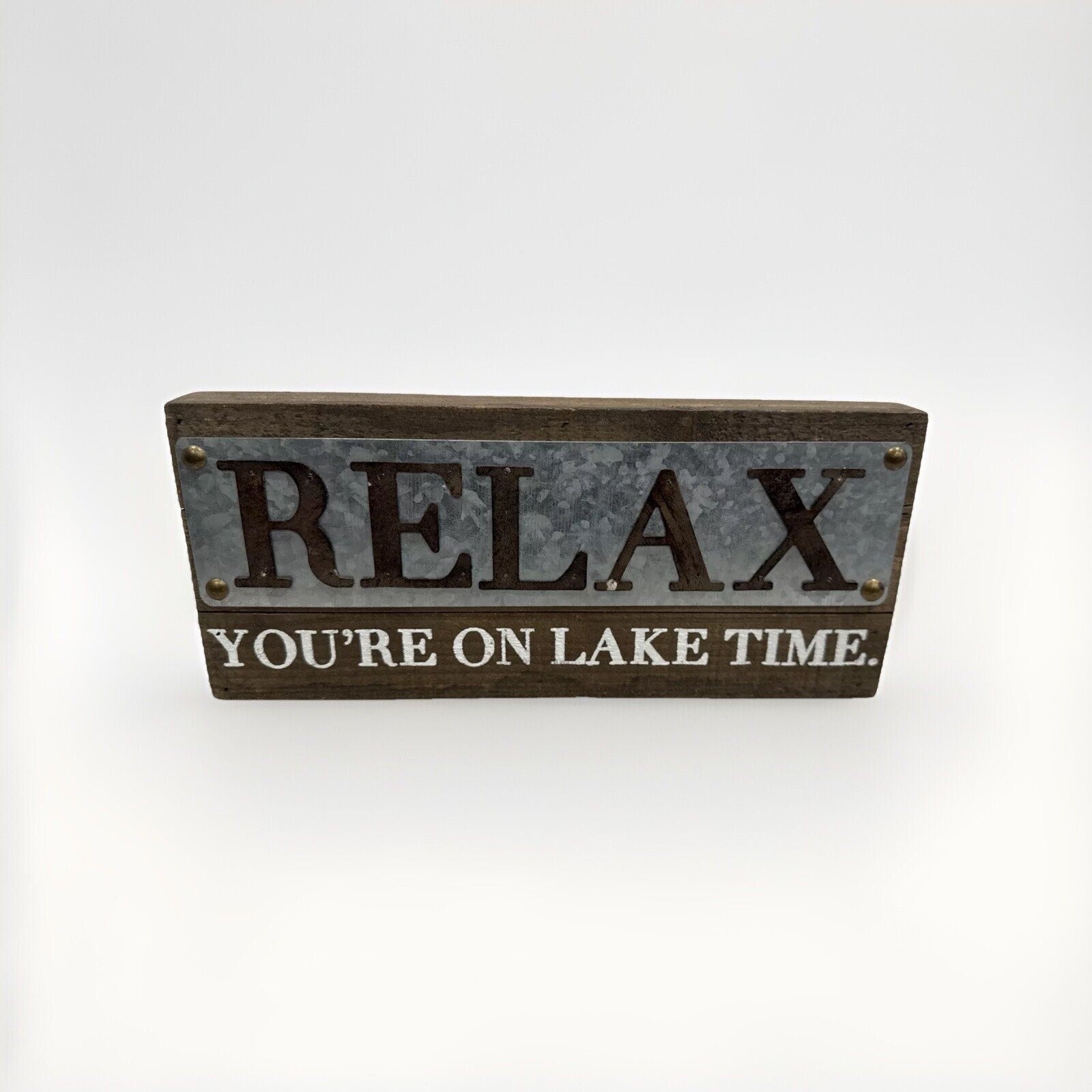 Mudpie Wood Metal Farmhouse Decor Sign - Relax You're On Lake Time