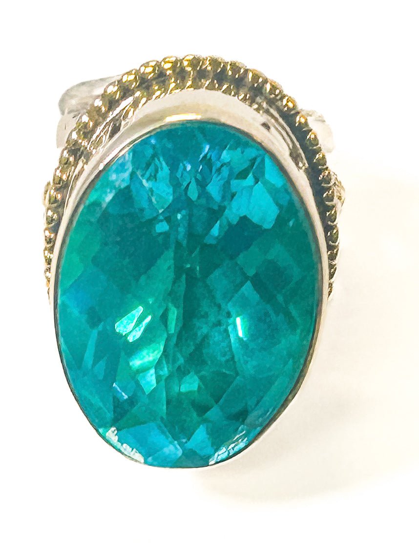Vintage 925 Sterling Silver Apatite Love Ring size 8 - Frijja, LLC