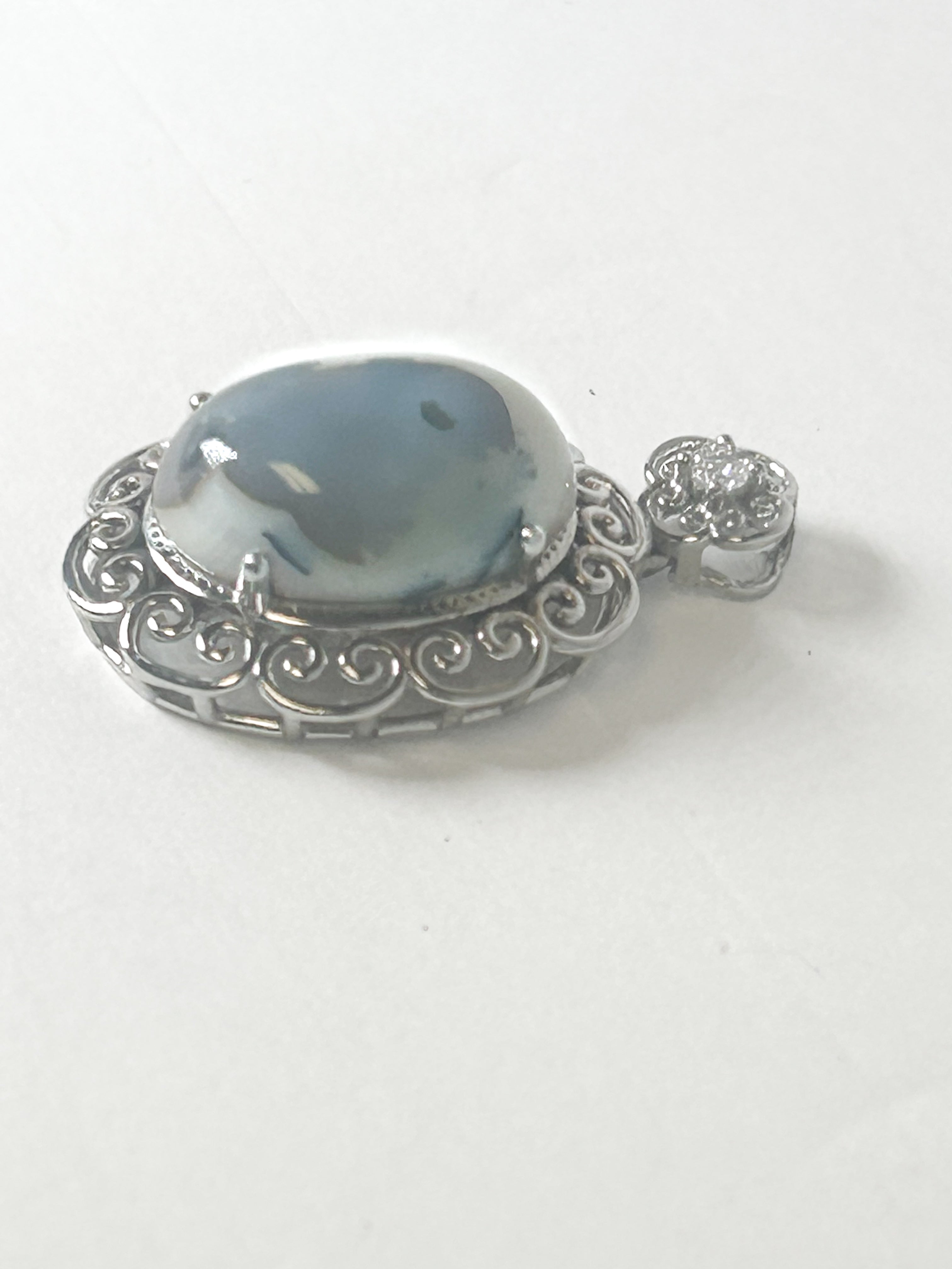Vintage 925 Sterling Silver Botswana Agate Pendant - Frijja, LLC