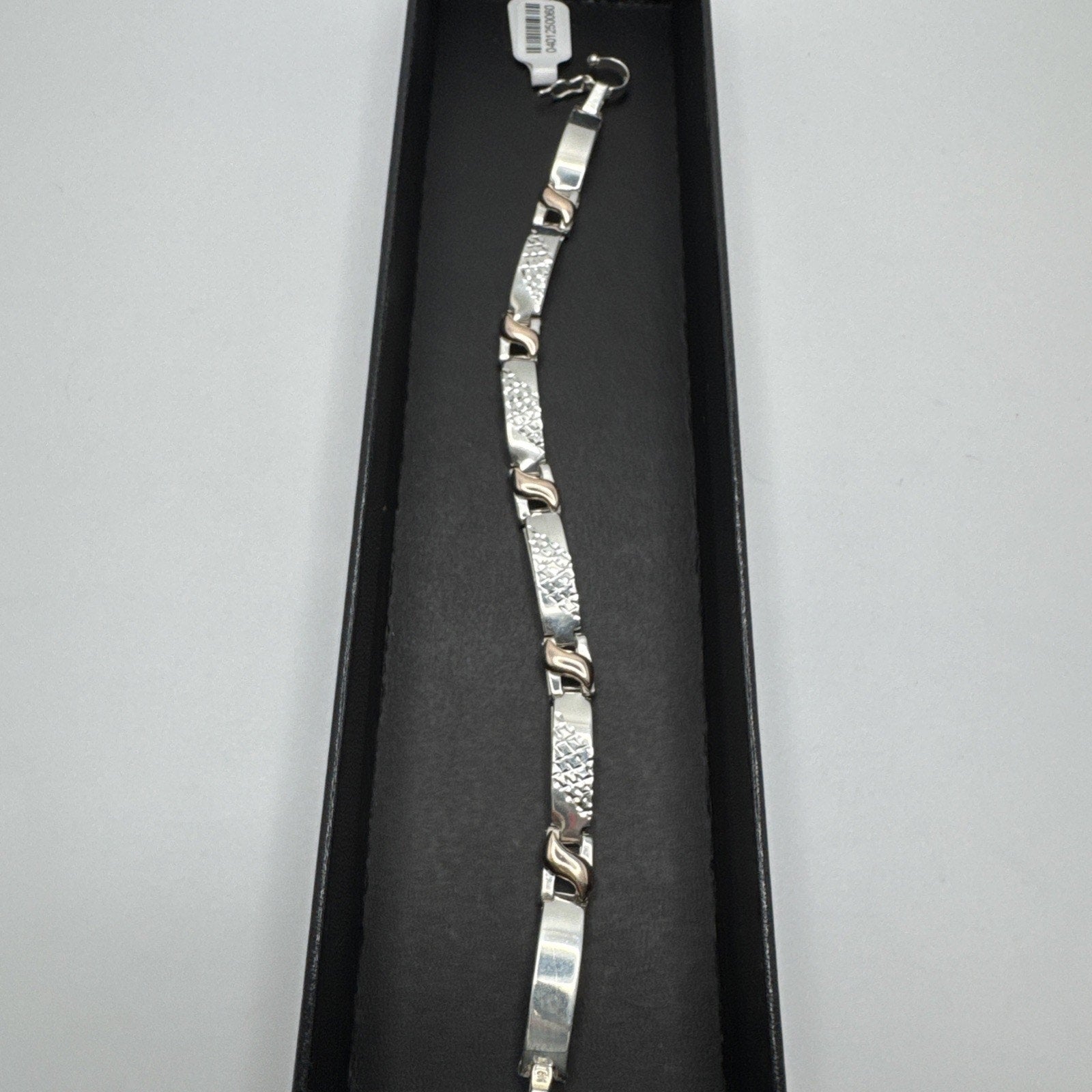 Designer Peruvian Sterling Silver 950 and 18K Gold Inlay Bracelet - 7.5”