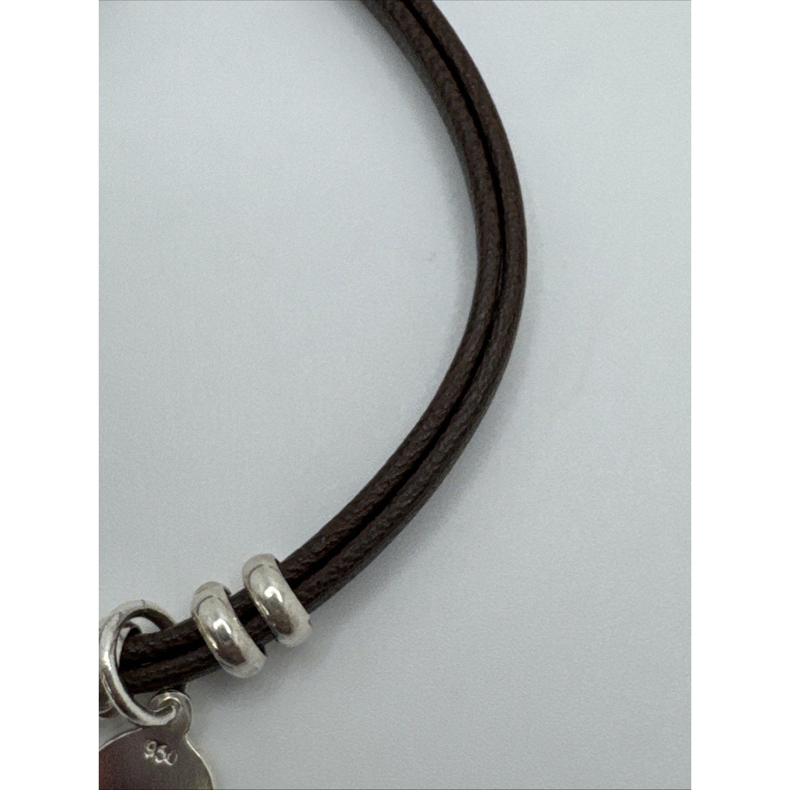 950 Sterling Silver Brown Leather Bracelet Tree Of Life Charm