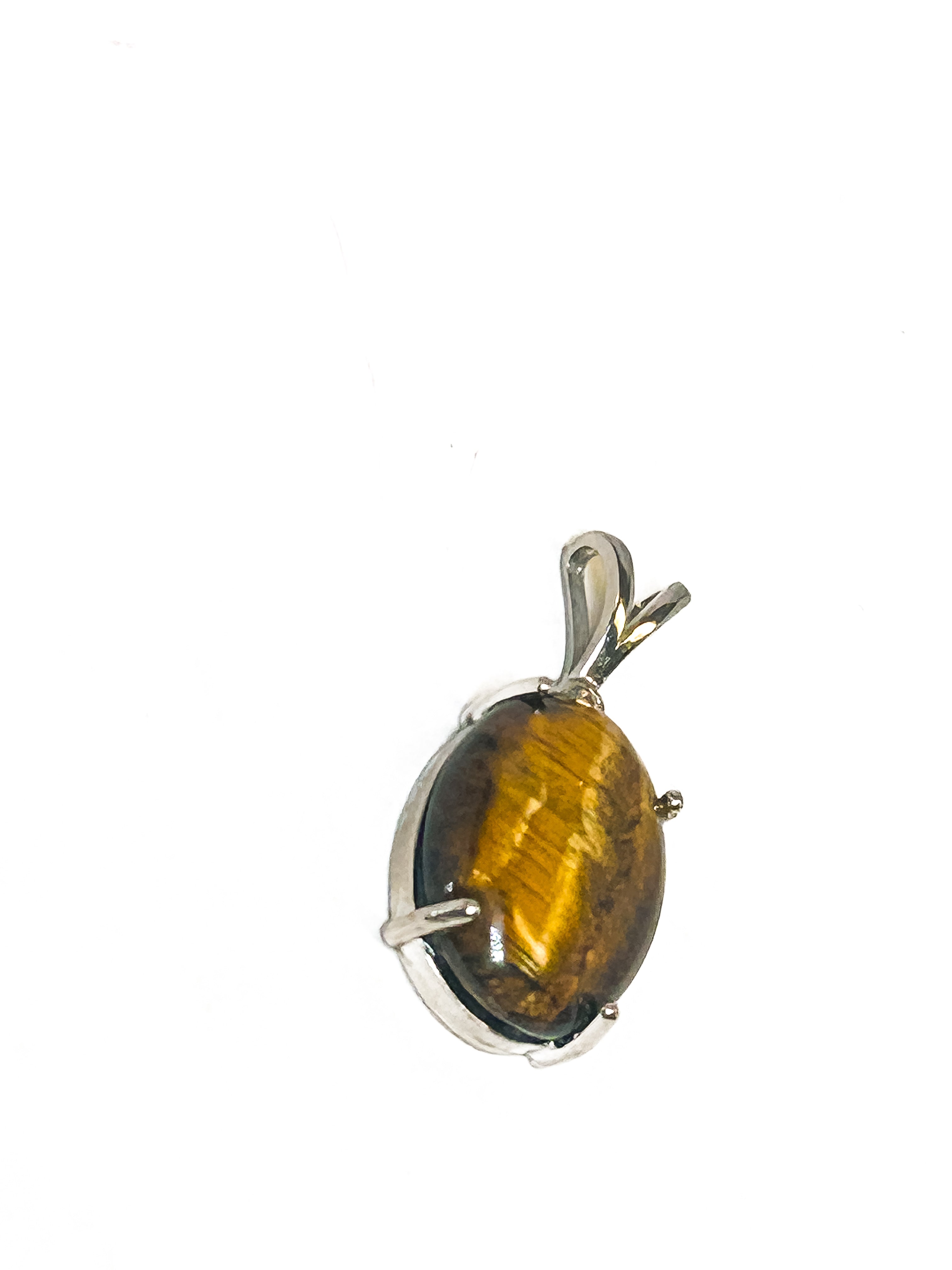 Vintage 925 Sterling Silver Tigers Eye Pendant - Frijja, LLC