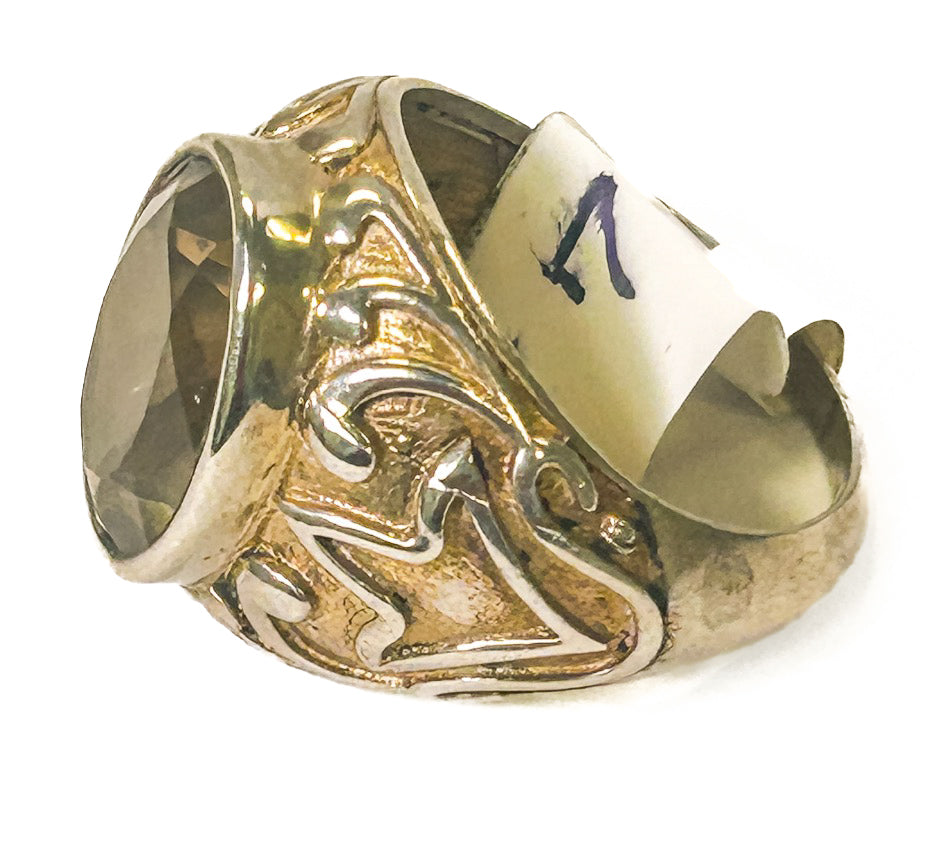 Vintage 925 Sterling Silver Smoky Quartz Ring - Size 7 - Frijja, LLC
