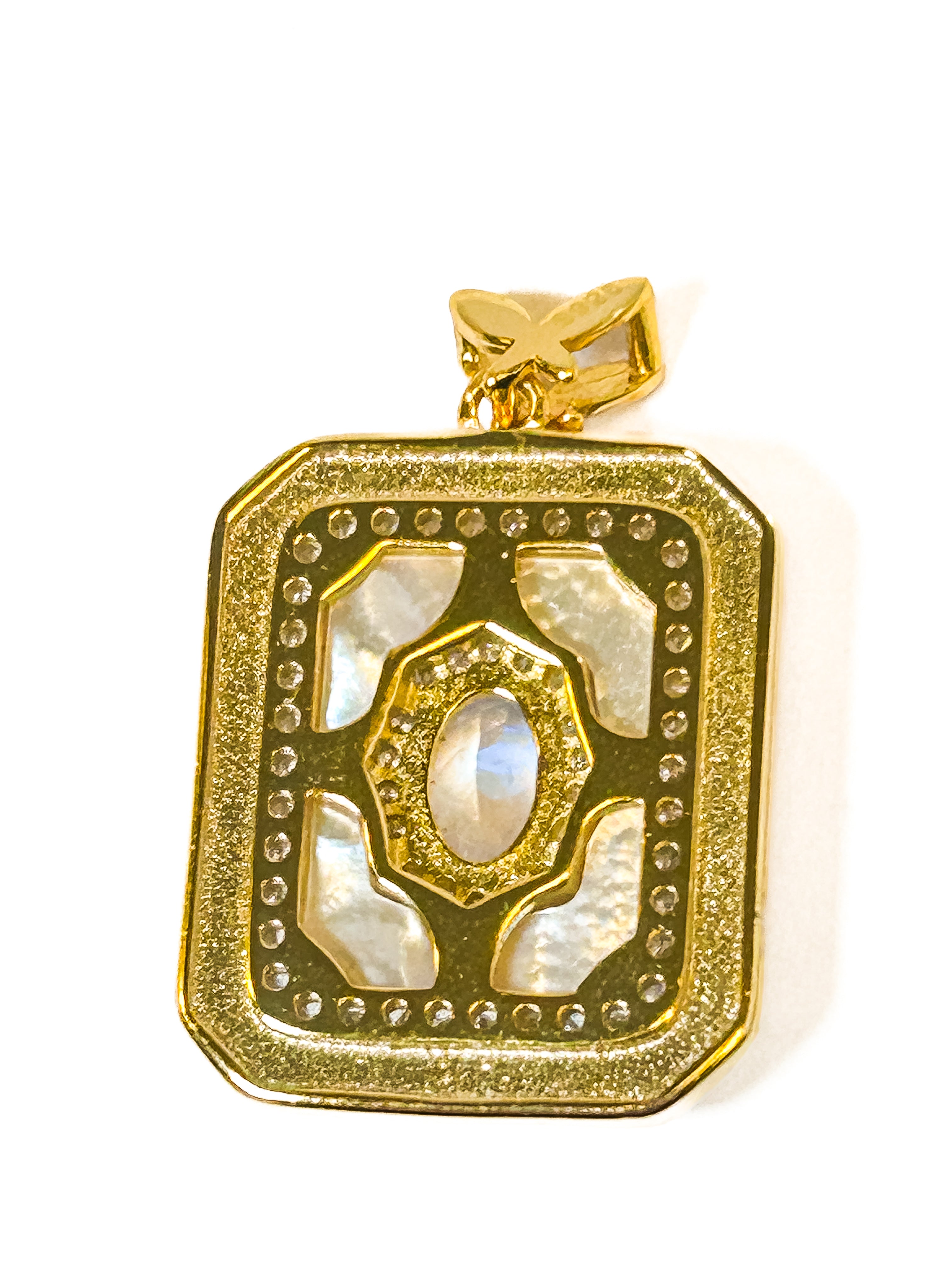 Vintage Gold Plated 925 Sterling Silver Square Moonstone Pendant - Frijja, LLC