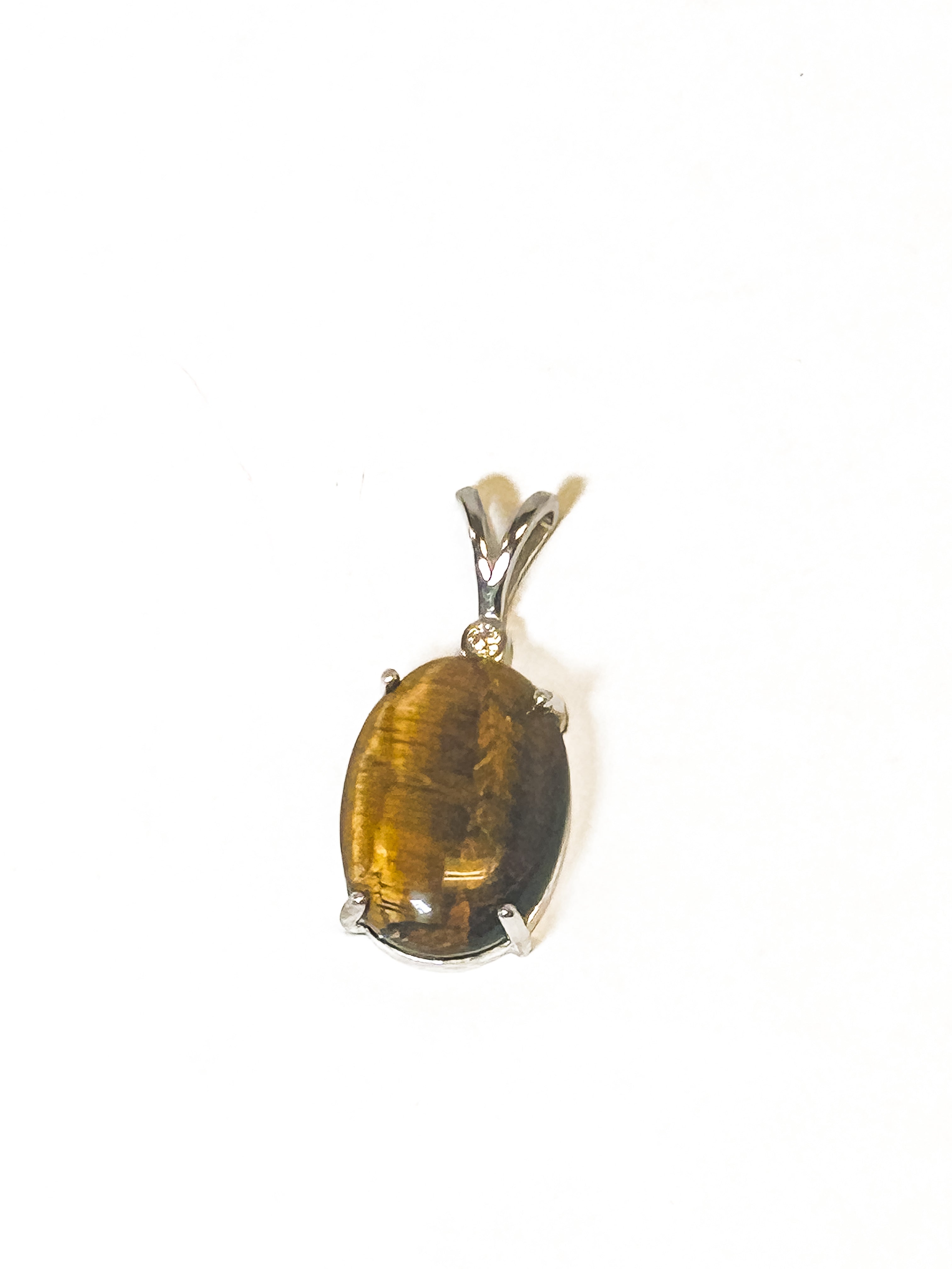 Vintage 925 Sterling Silver Tigers Eye Pendant - Frijja, LLC