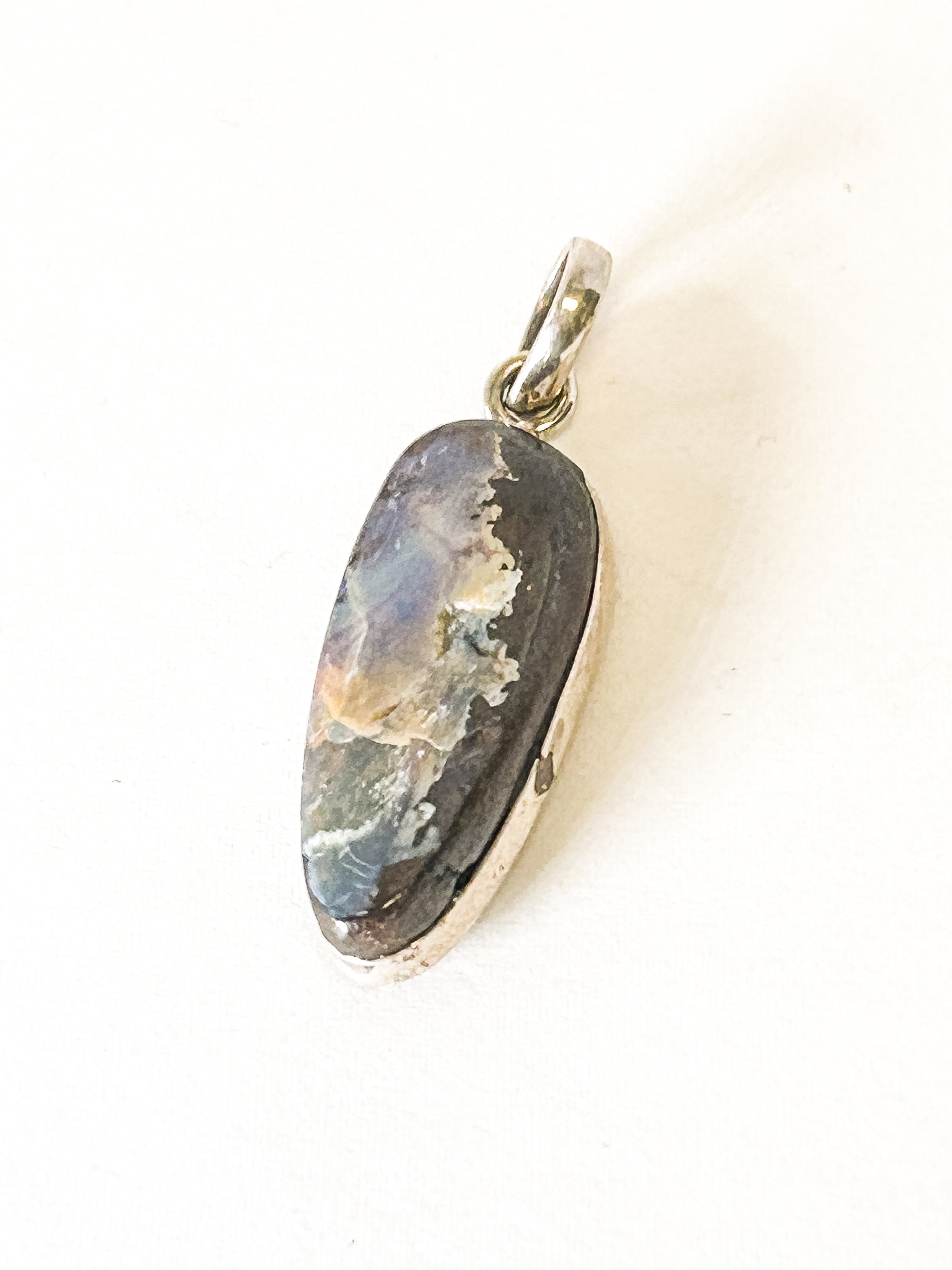 Vintage 925 Sterling Silver Teardrop Pietersite Pendant - Frijja, LLC