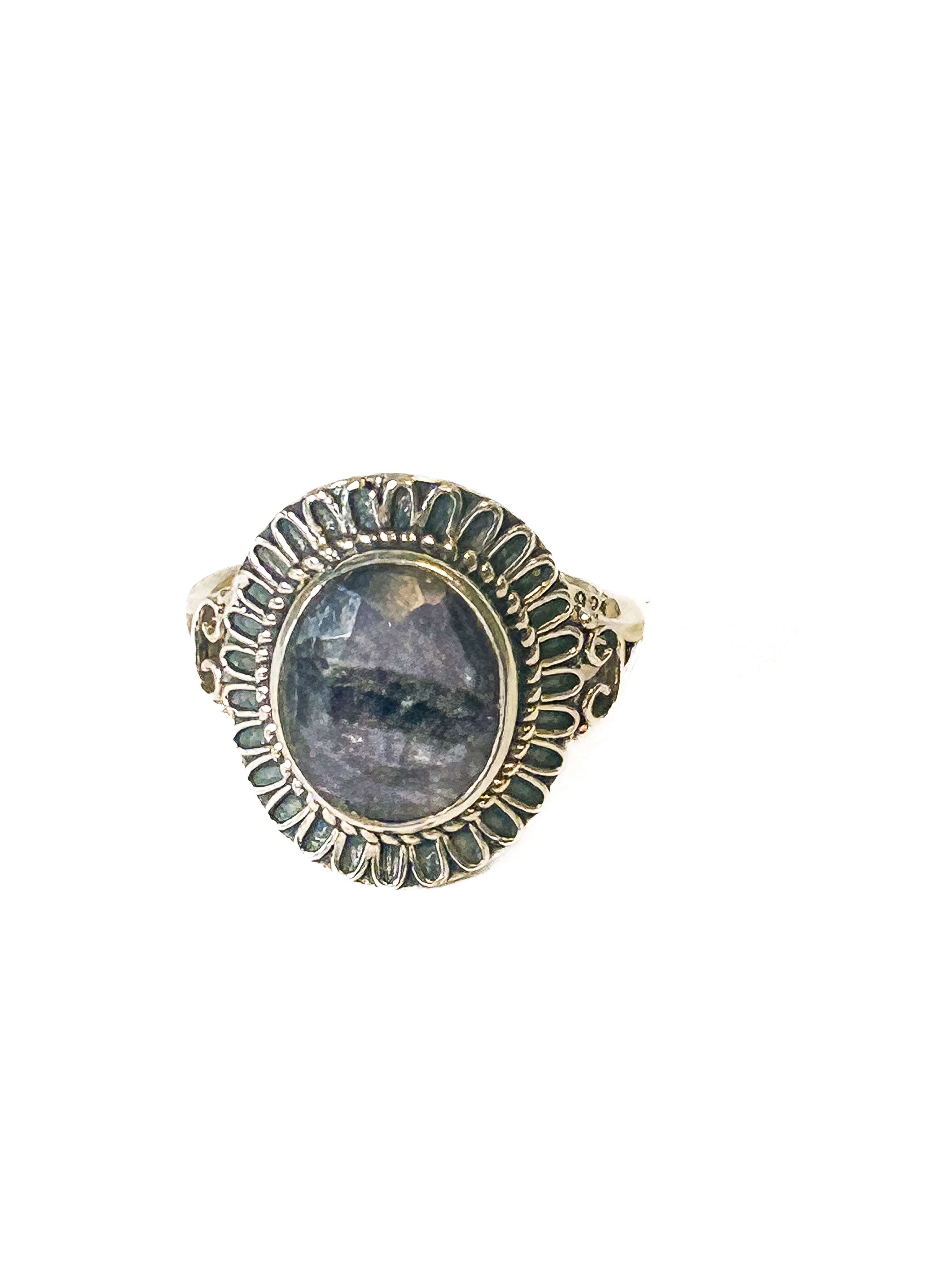 Vintage 925 Sterling Silver Labradorite Ring Size 6 - Frijja, LLC