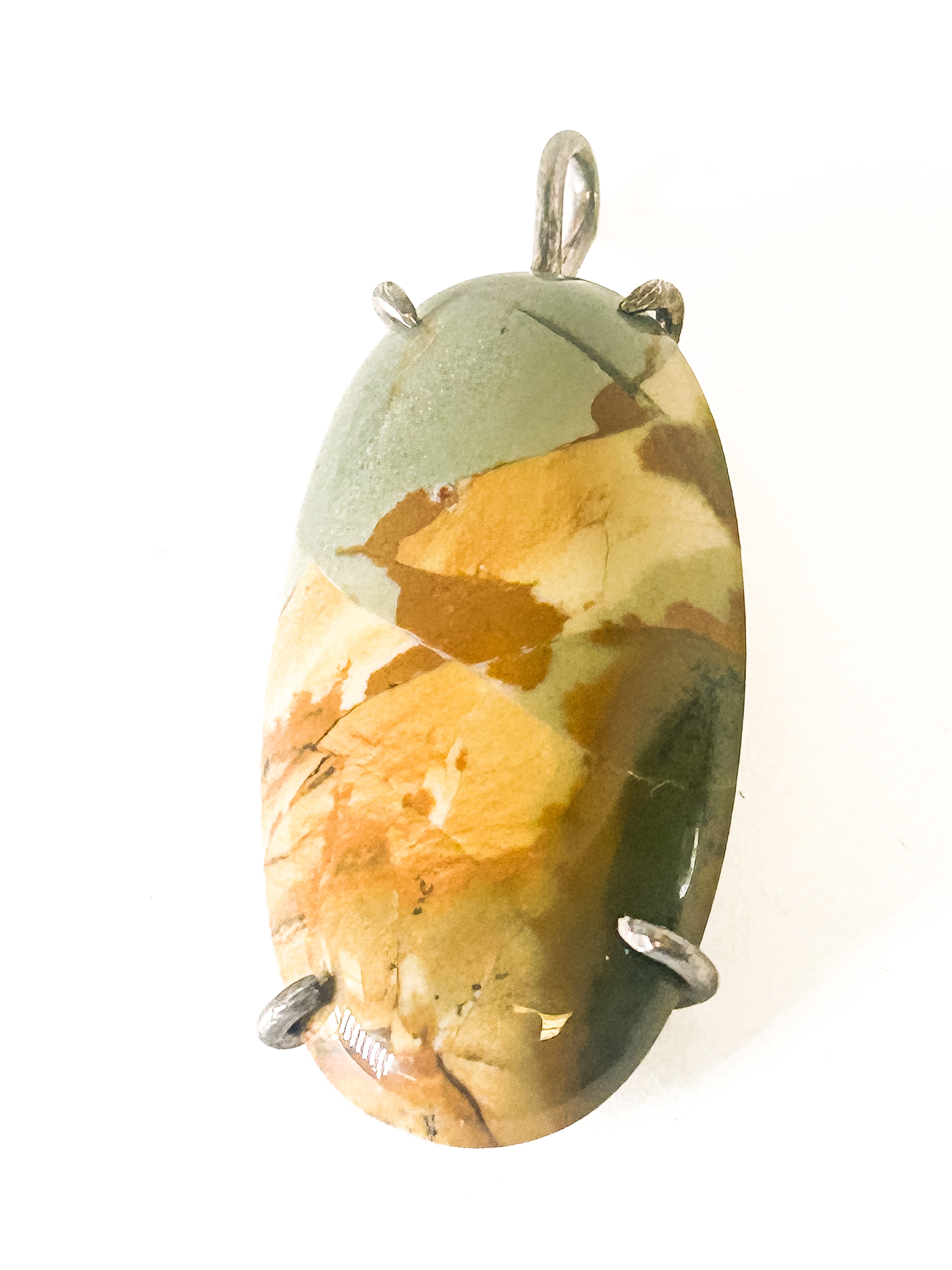 Vintage 925 Sterling Silver Picasso Jasper Pendant - Frijja, LLC