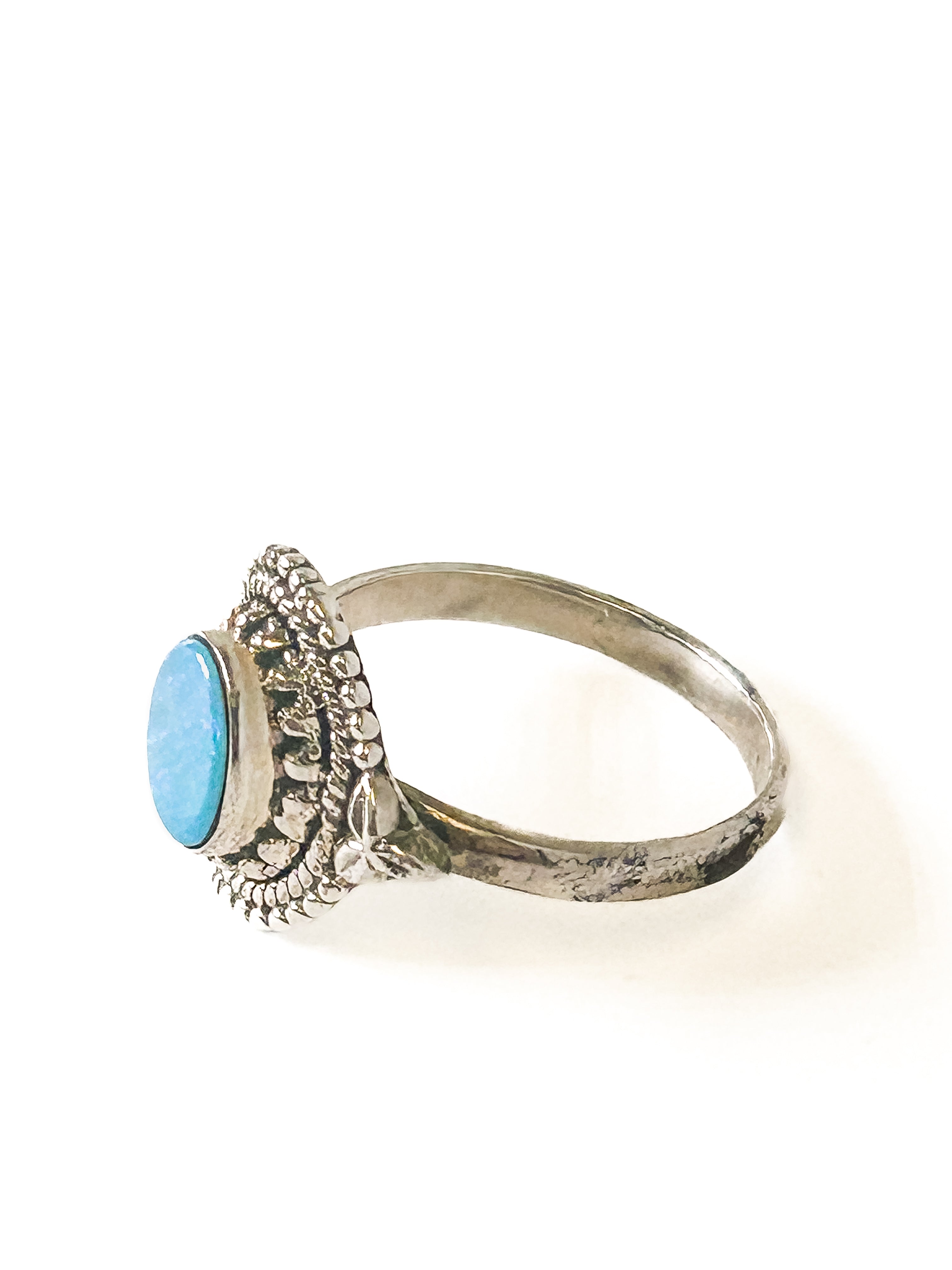 Vintage 925 Sterling Silver Round Turquoise Ring - Size 8 - Frijja, LLC