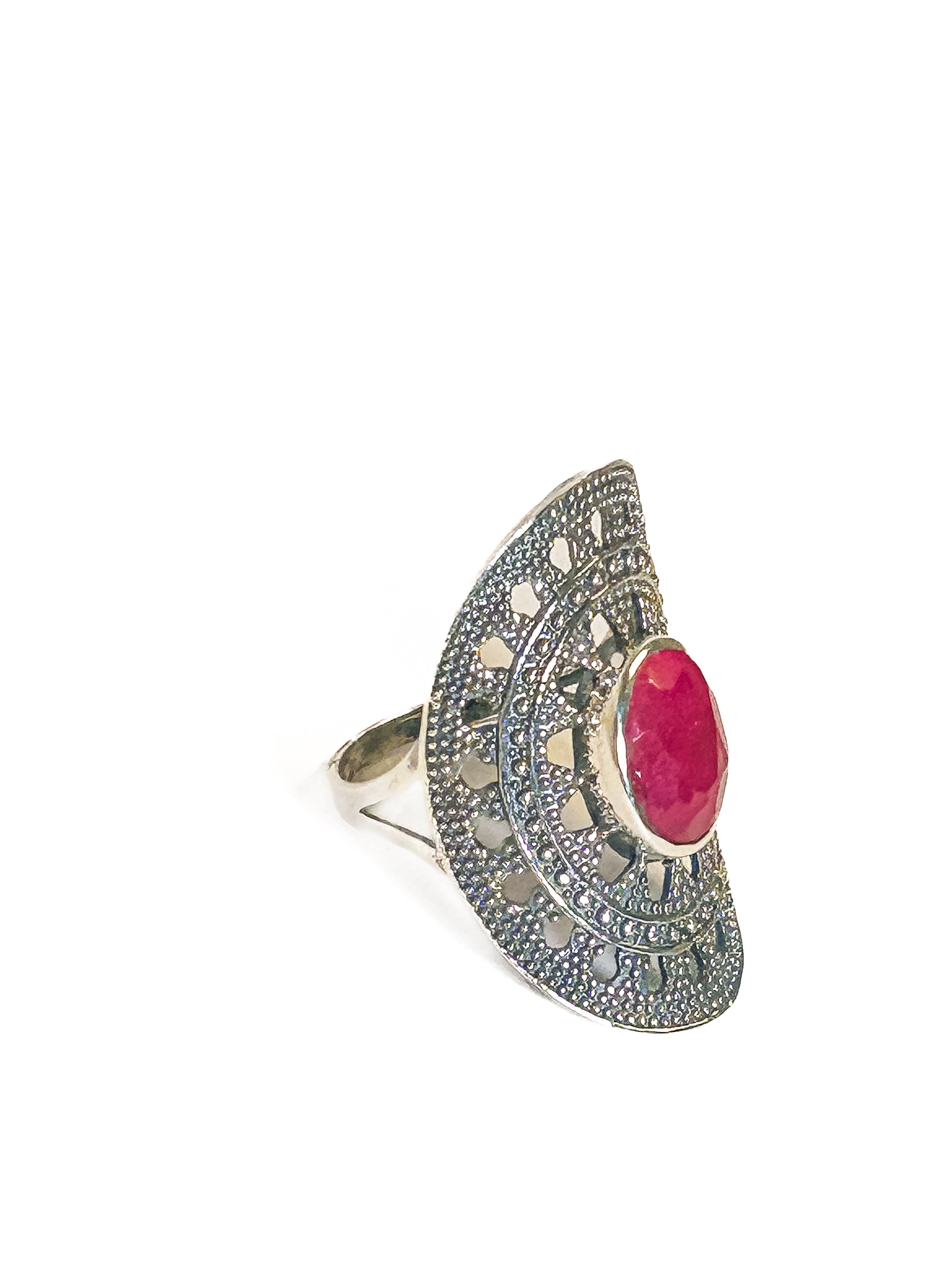 Vintage 925 Sterling Silver Ruby Ring Size 7 - Frijja, LLC