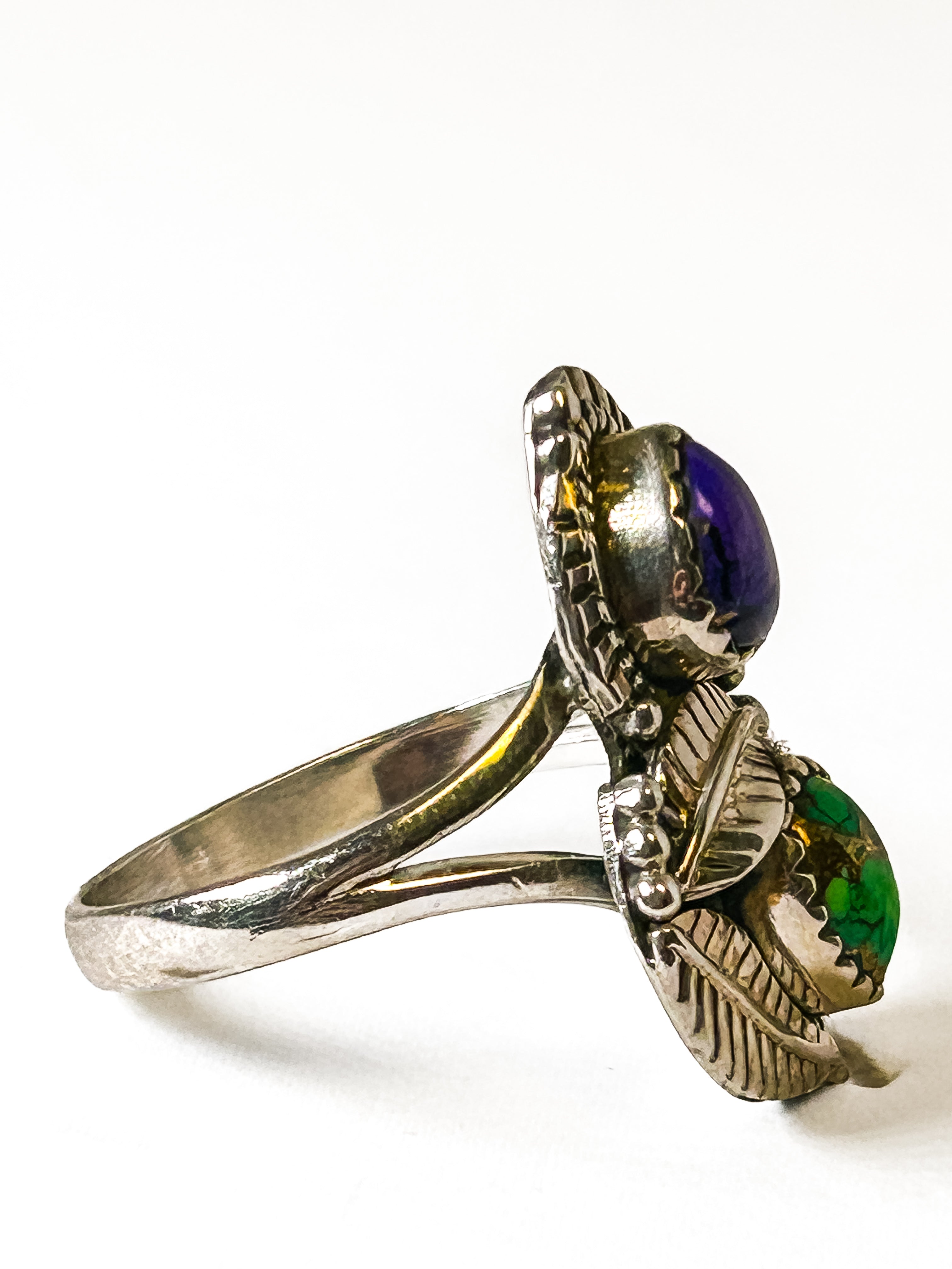 Vintage 925 Sterling Silver Charoite and Copper Turquoise Ring - Size 9 - Frijja, LLC