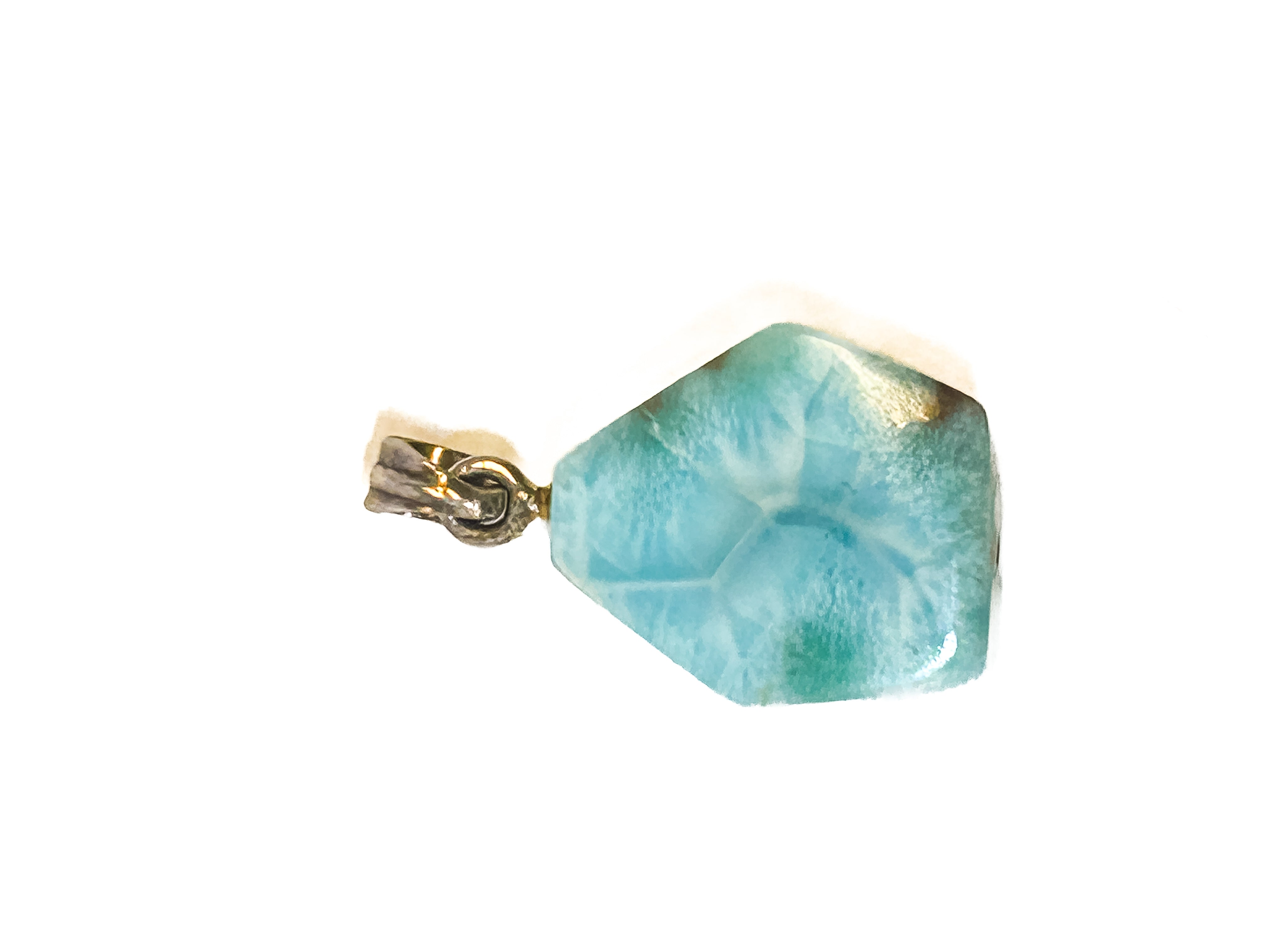 Vintage 925 Sterling Silver Natural Larimar Pendant - Frijja, LLC