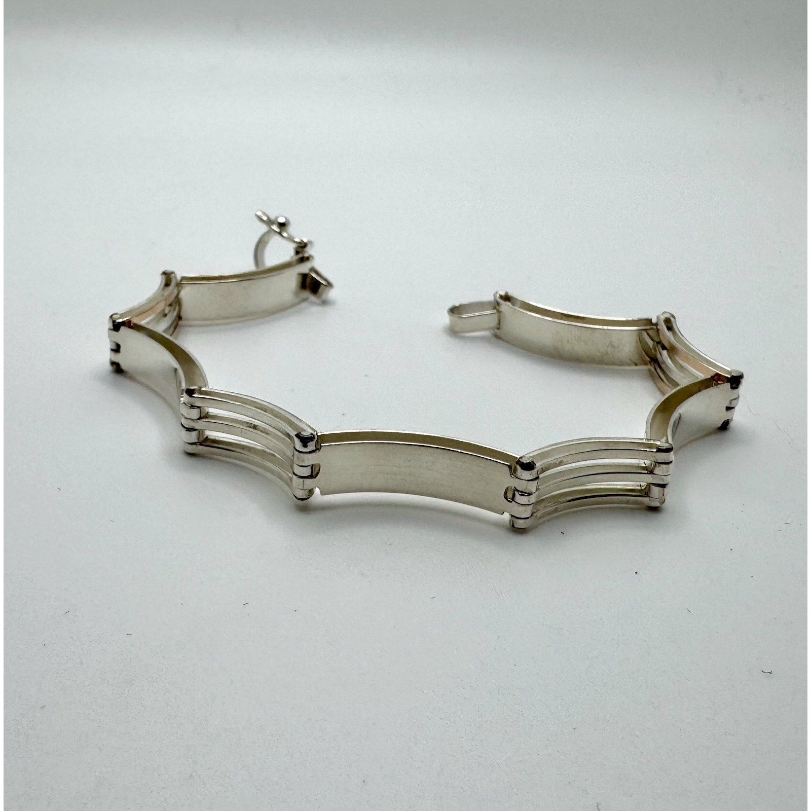 Designer Peruvian Sterling Silver 950 and 18K Gold Inlay Bracelet - 7.5”