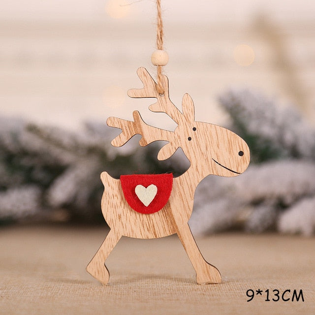 Natural Xmas Elk Wooden Craft Christmas