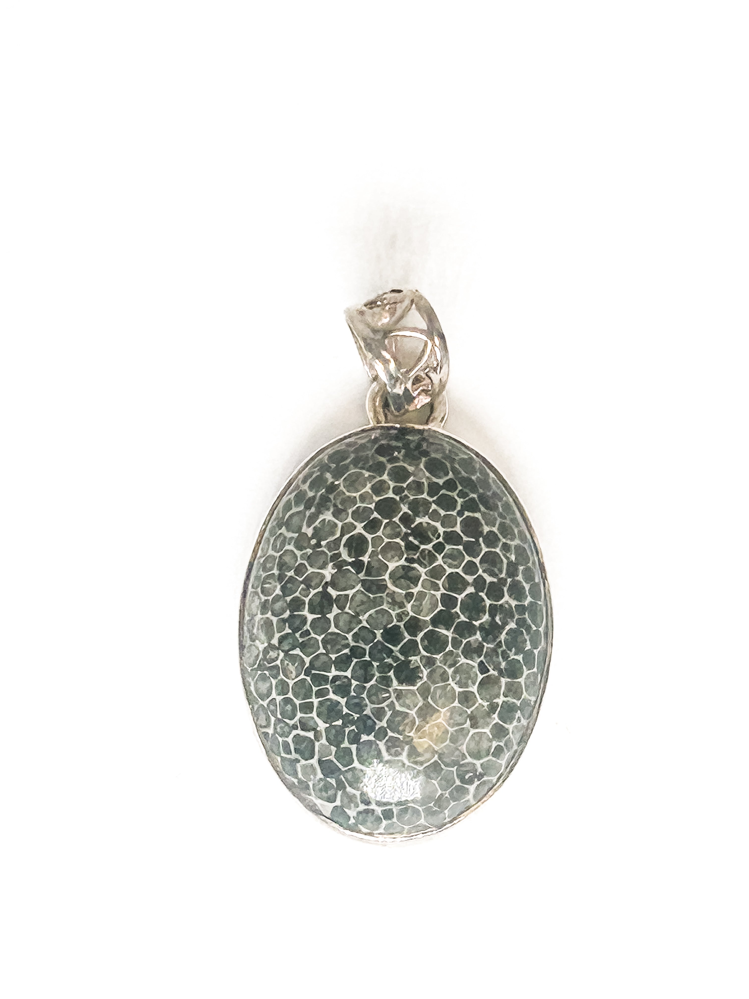 Vintage 925 Sterling Silver Fossil Coral Pendant - Frijja, LLC