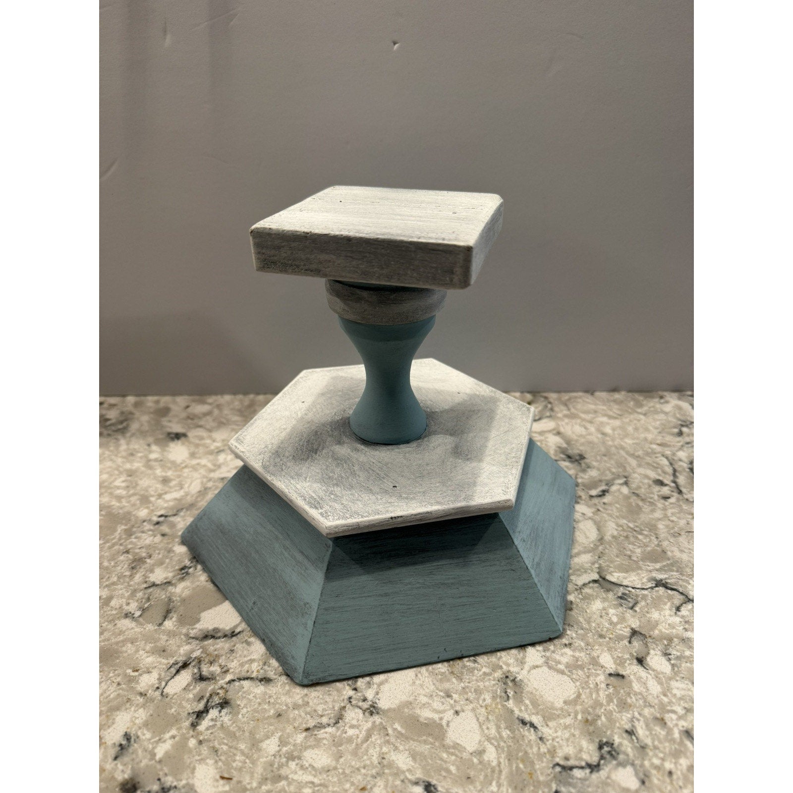Coastal Mediterranean Wood Pedestal Fruit Bowl 7”