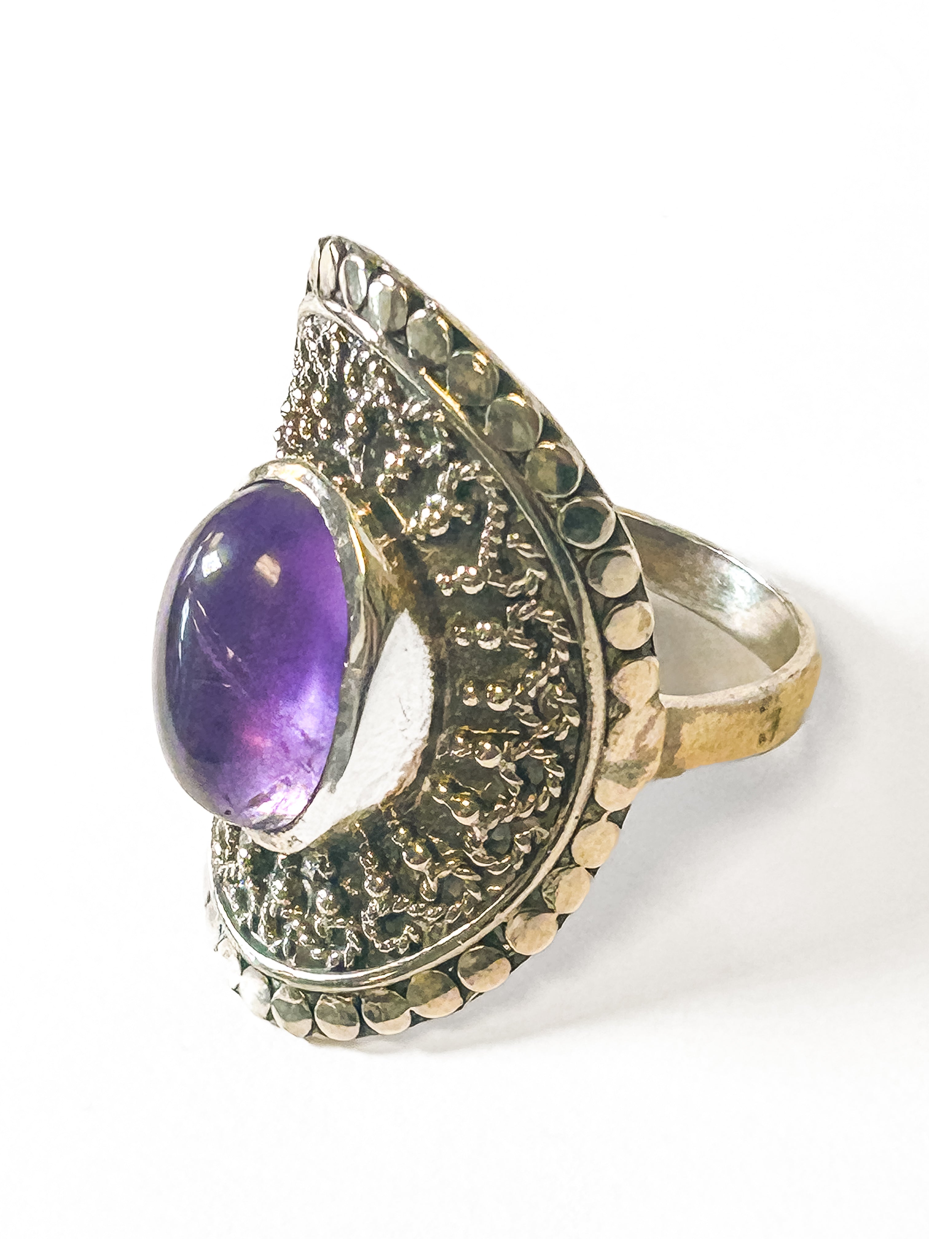 Vintage 925 Sterling Silver Amethyst Ring Size 10 - Frijja, LLC