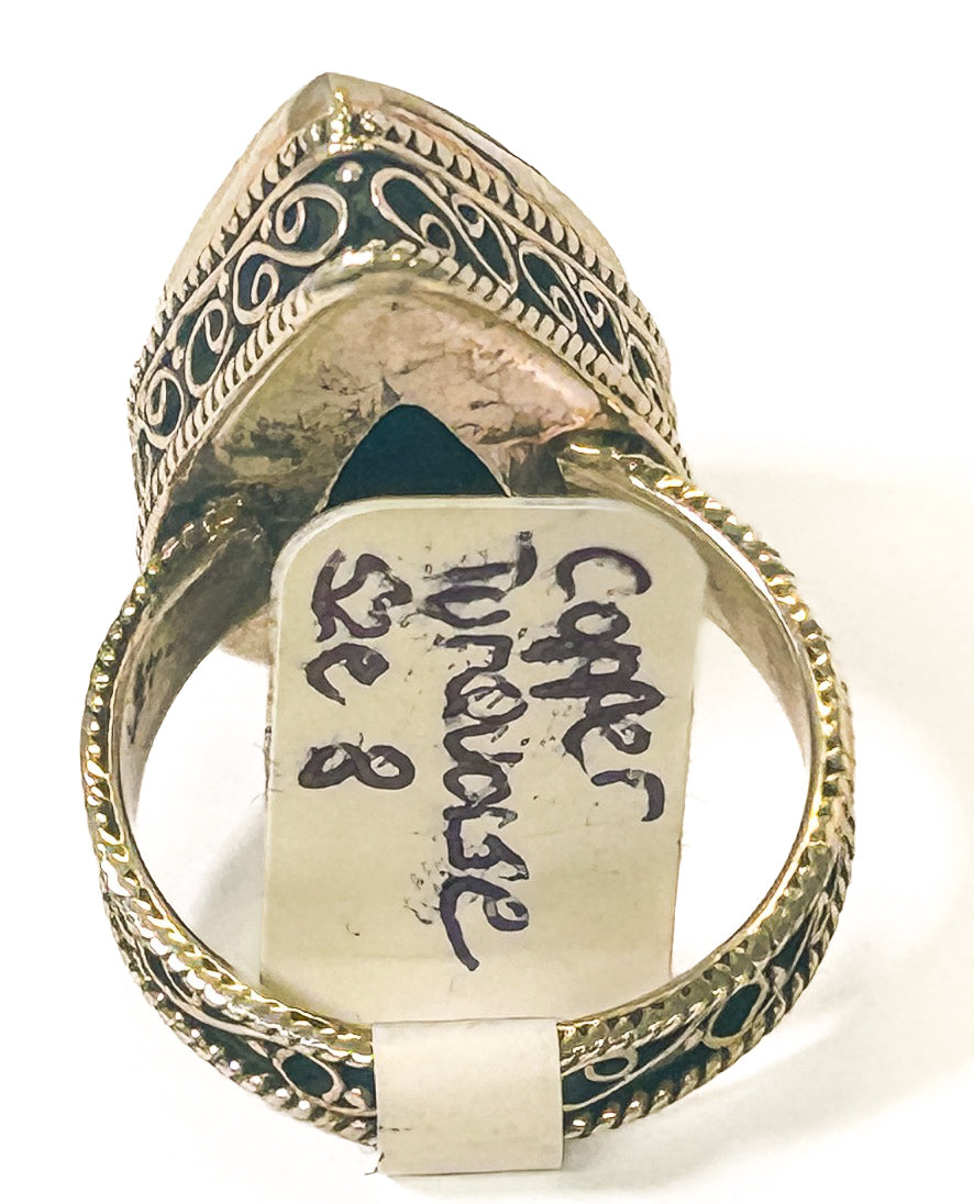 Vintage 925 Sterling Silver Copper Turquoise Ring Size 8 - Frijja, LLC