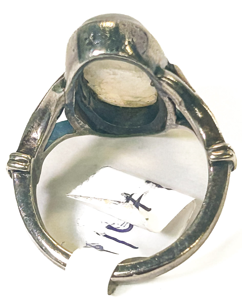 Vintage 925 Sterling Silver Rainbow Moonstone Ring - Size 8.5 - Frijja, LLC