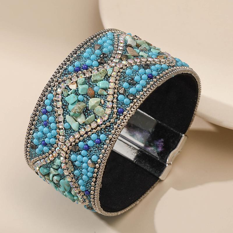 Bohemian Handmade Gravel Beads Ethnic Style Magnetic Buckle Bracelet