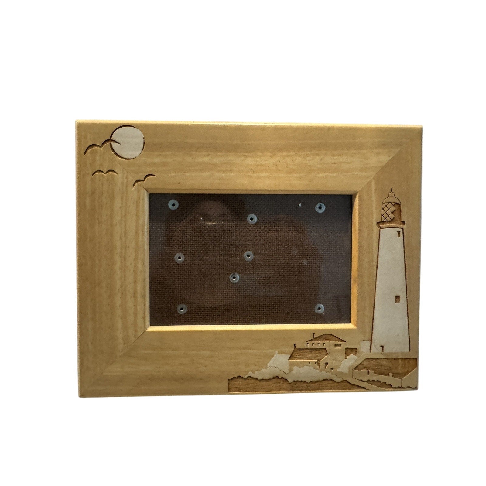 Coastal Wooden Picture Frame Inlay Marquetry Lighthouse