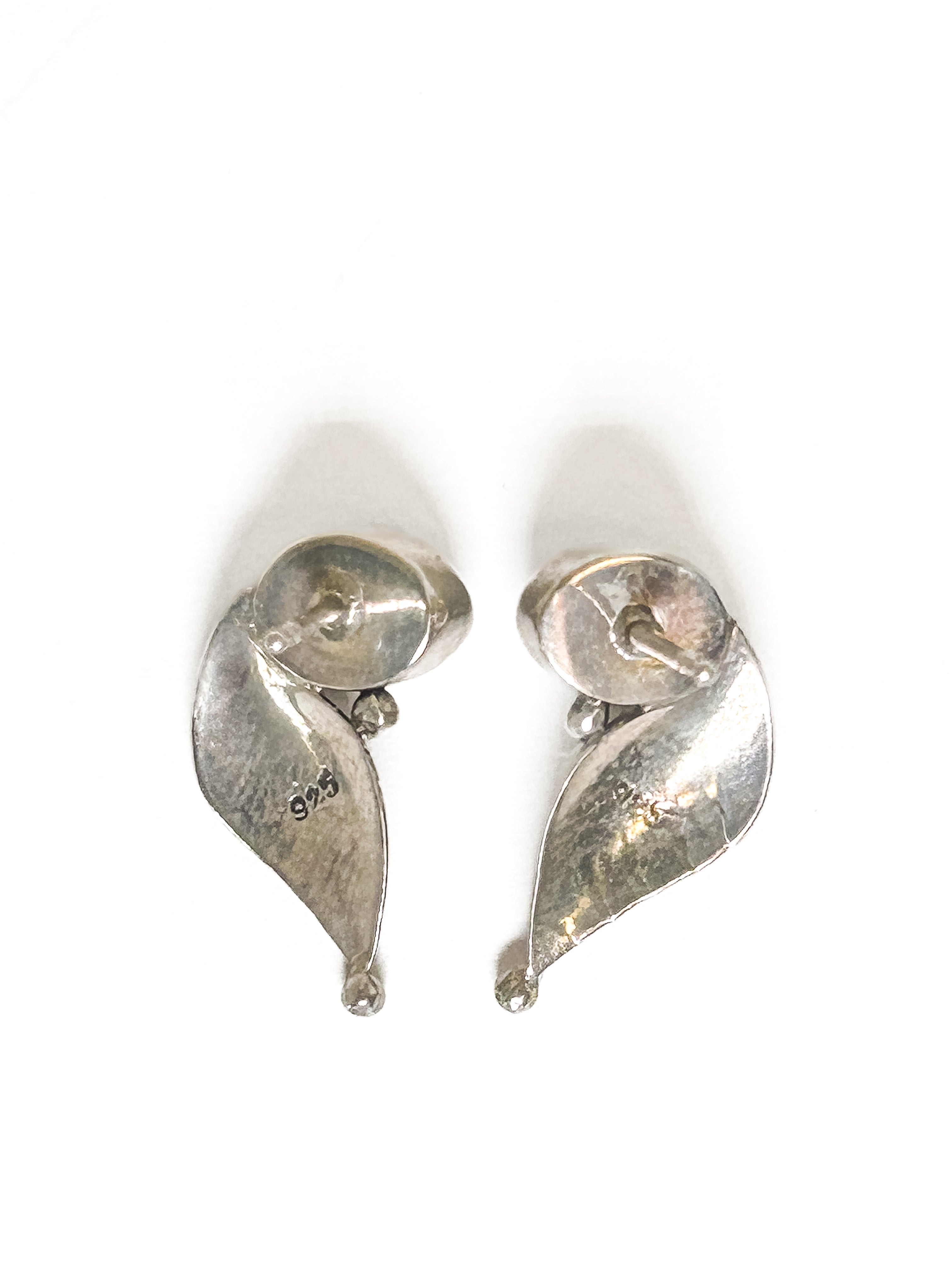 Vintage 925 Sterling Silver Green Chrysocolla Earrings