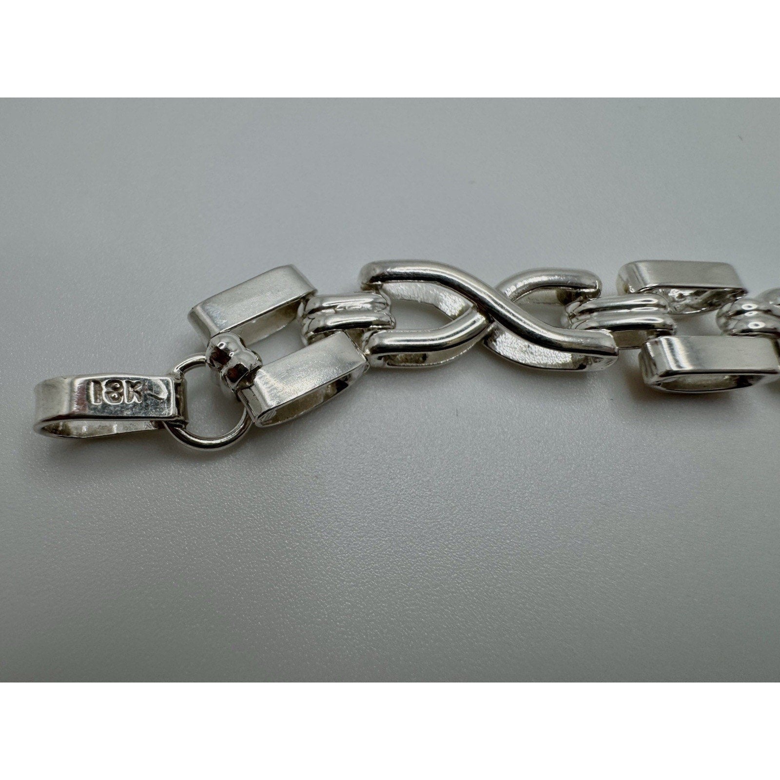 Designer Peruvian Sterling Silver 950 and 18K Gold Inlay Bracelet - 7.5”