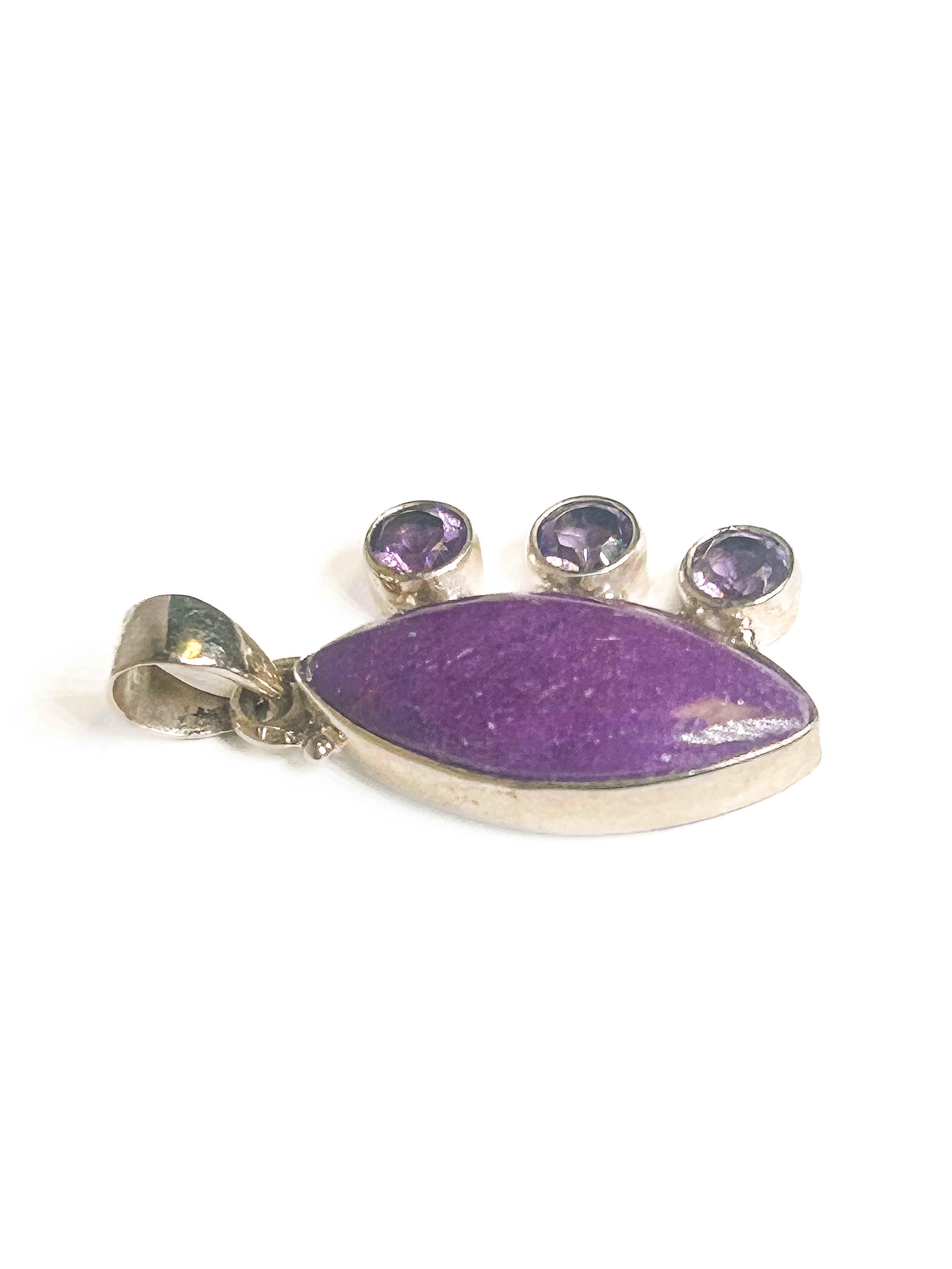 Vintage 925 Sterling Silver Sugilite and Amethyst Pendant - Frijja, LLC