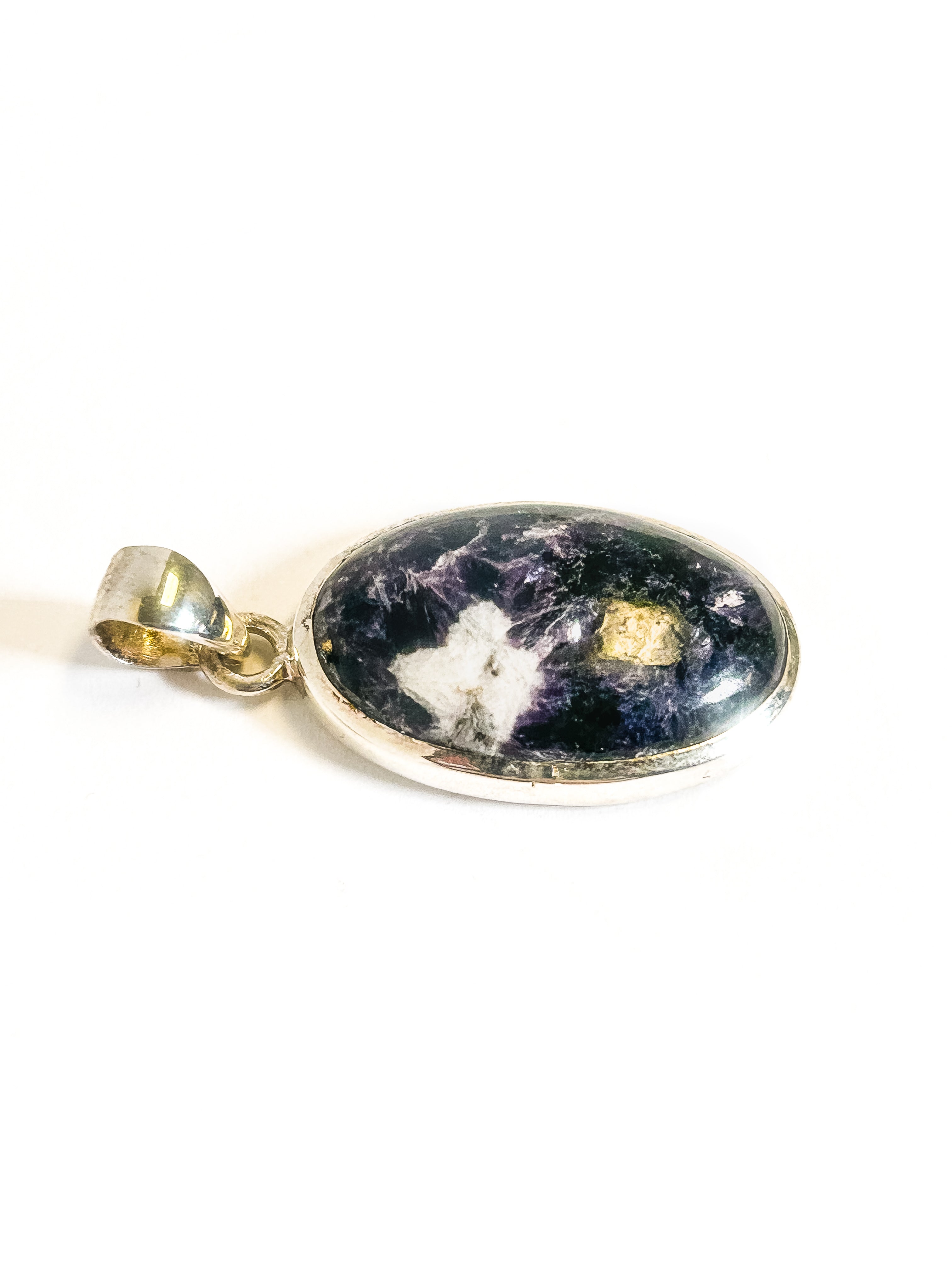 Vintage 925 Sterling Silver Oval Jasper Pendant - Frijja, LLC