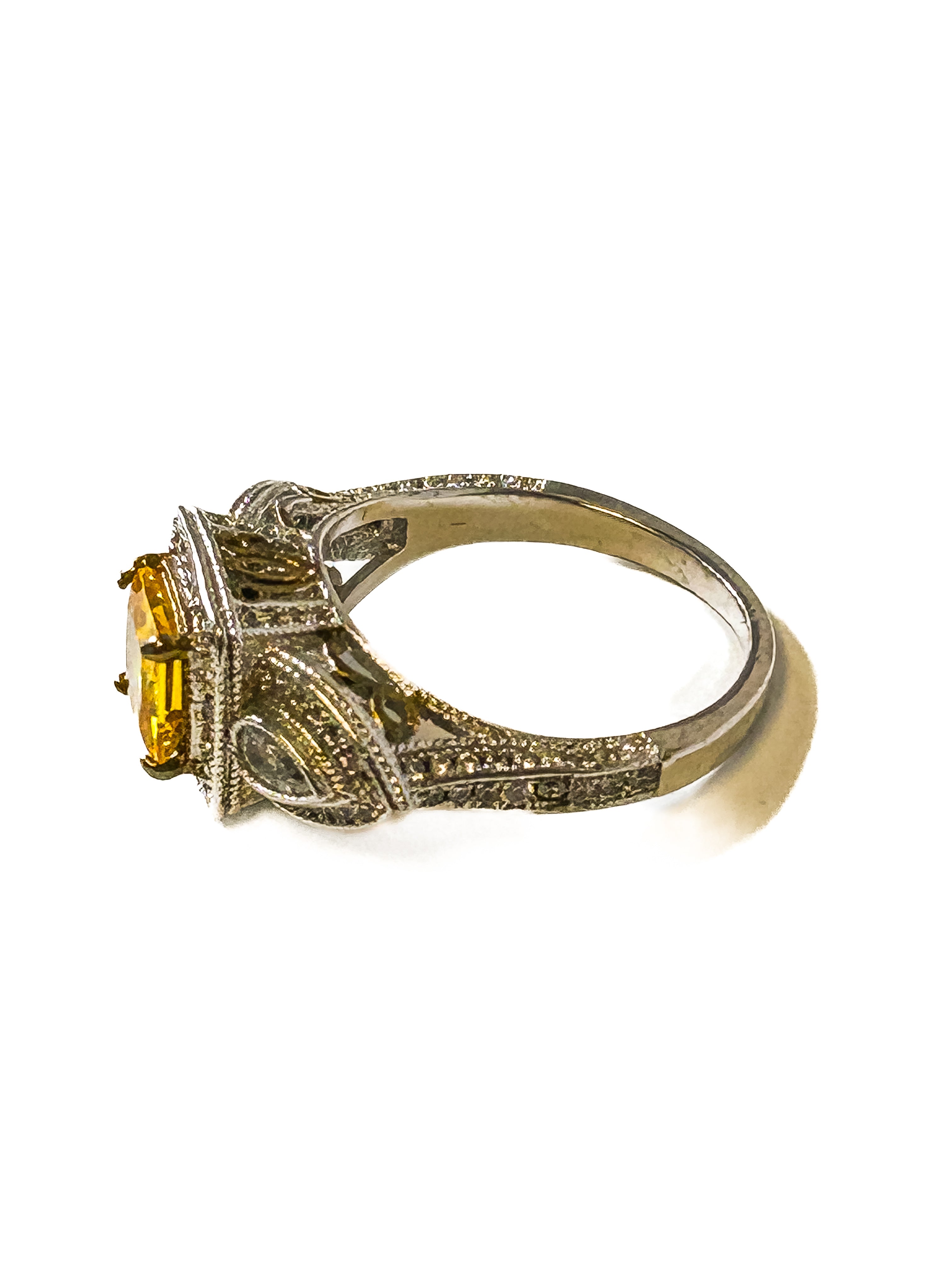 Vintage 925 Sterling Silver Cushion Cut Citrine Ring - Size 9 - Frijja, LLC
