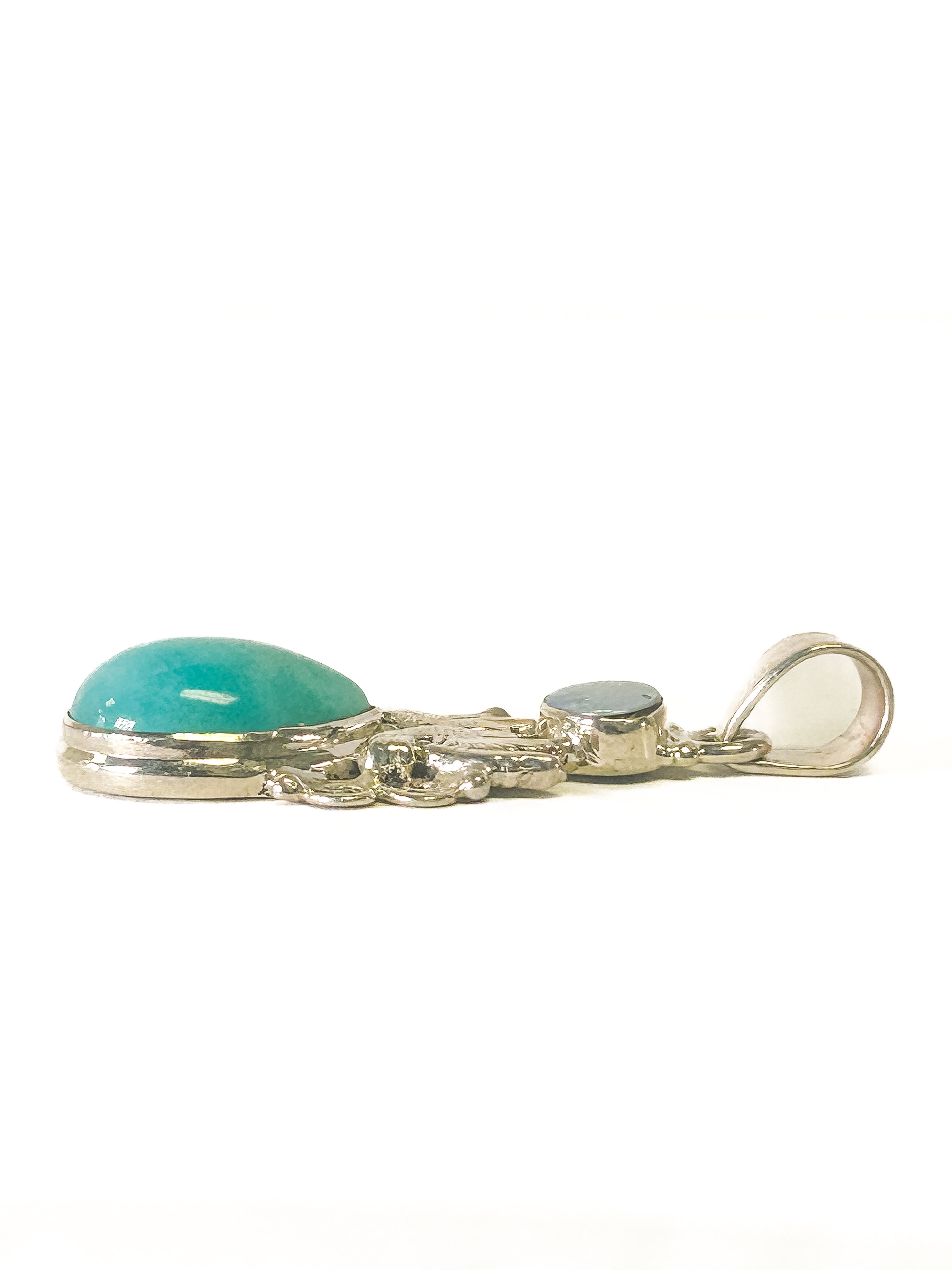 Vintage 925 Sterling Silver Australian Opal and Larimar Pendant - Frijja, LLC