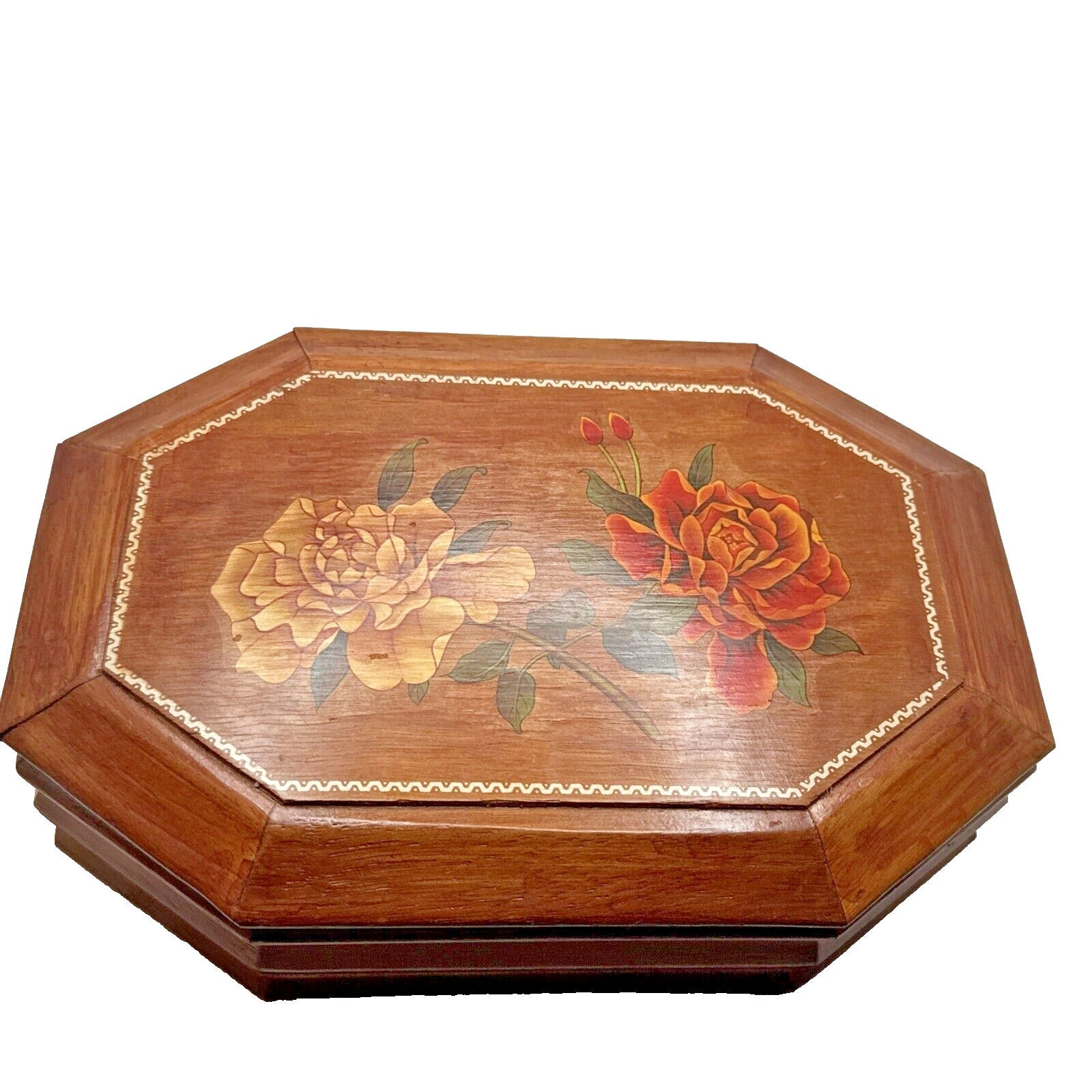 Centurion Vintage Wooden Jewelry Box with Mirror Ring Slots Lined
