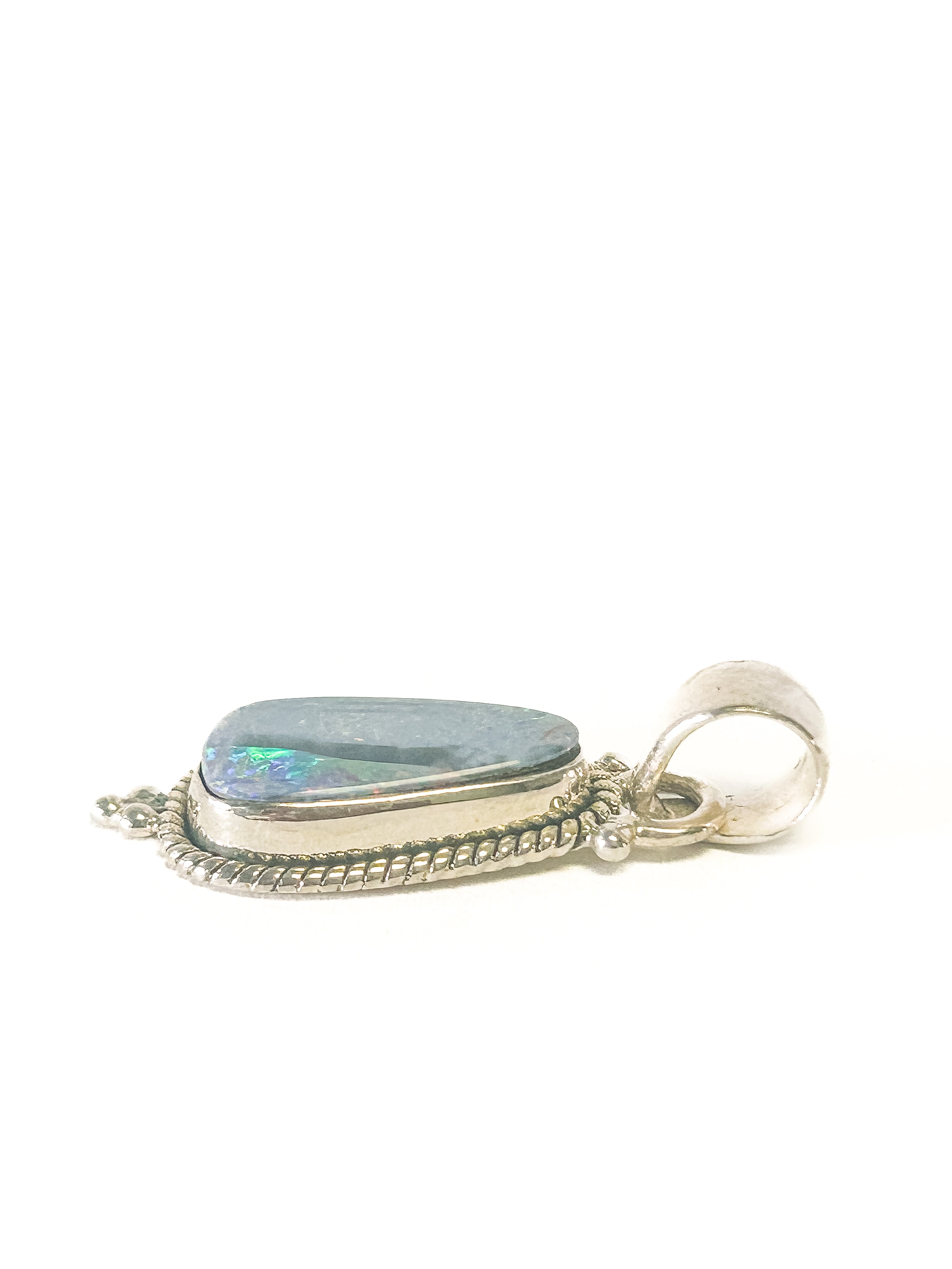 Vintage 925 Sterling Silver Australian Opal Pendant - Frijja, LLC