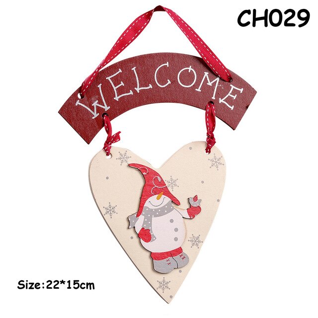 Wooden Heart-Shaped Lovely Mini Snowman Welcome Sign