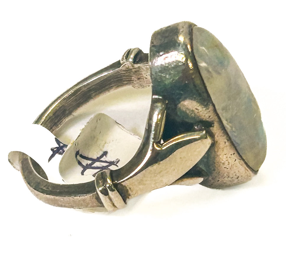 Vintage 925 Sterling Silver Rainbow Moonstone Ring - Size 8.5 - Frijja, LLC