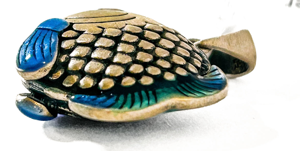 Vintage 925 Sterling Silver Fish Pendant - Frijja, LLC