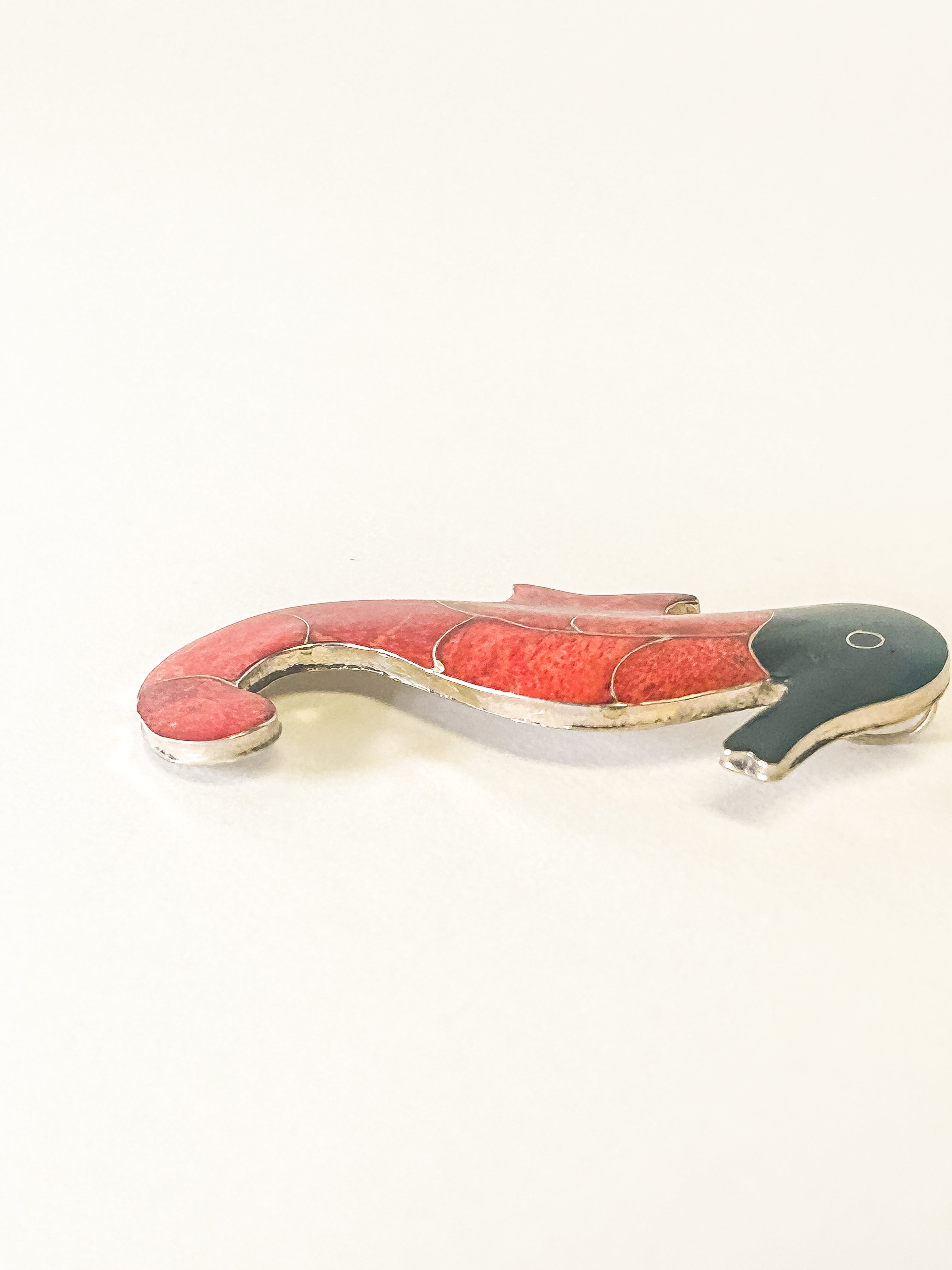 Vintage 925 Sterling Silver Red Seahorse Pendant - Frijja, LLC