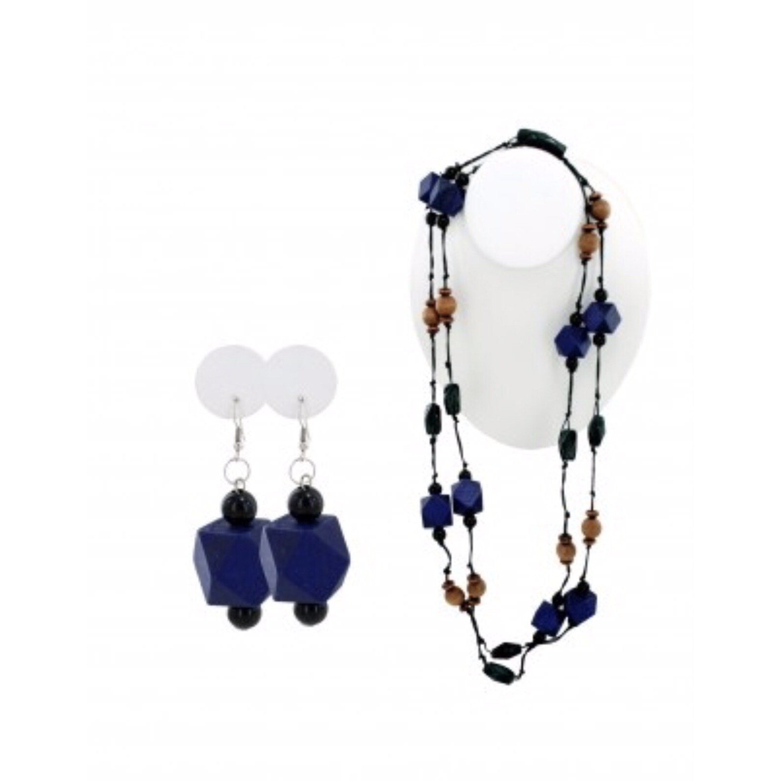 Bohemian Purple Wooden Beads Necklace and Earring Set