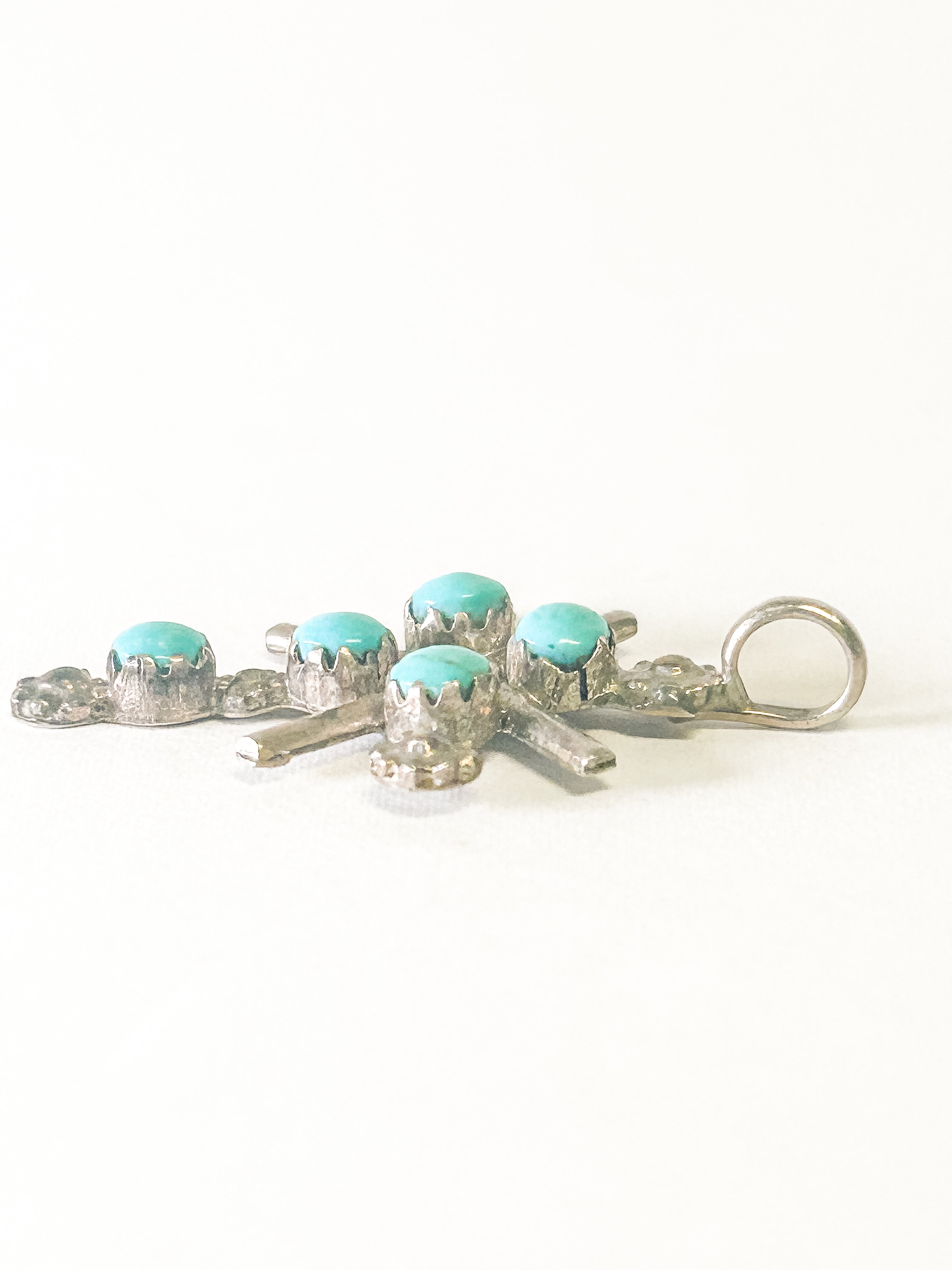 Vintage 925 Sterling Silver Turquoise Cross Pendant - Frijja, LLC