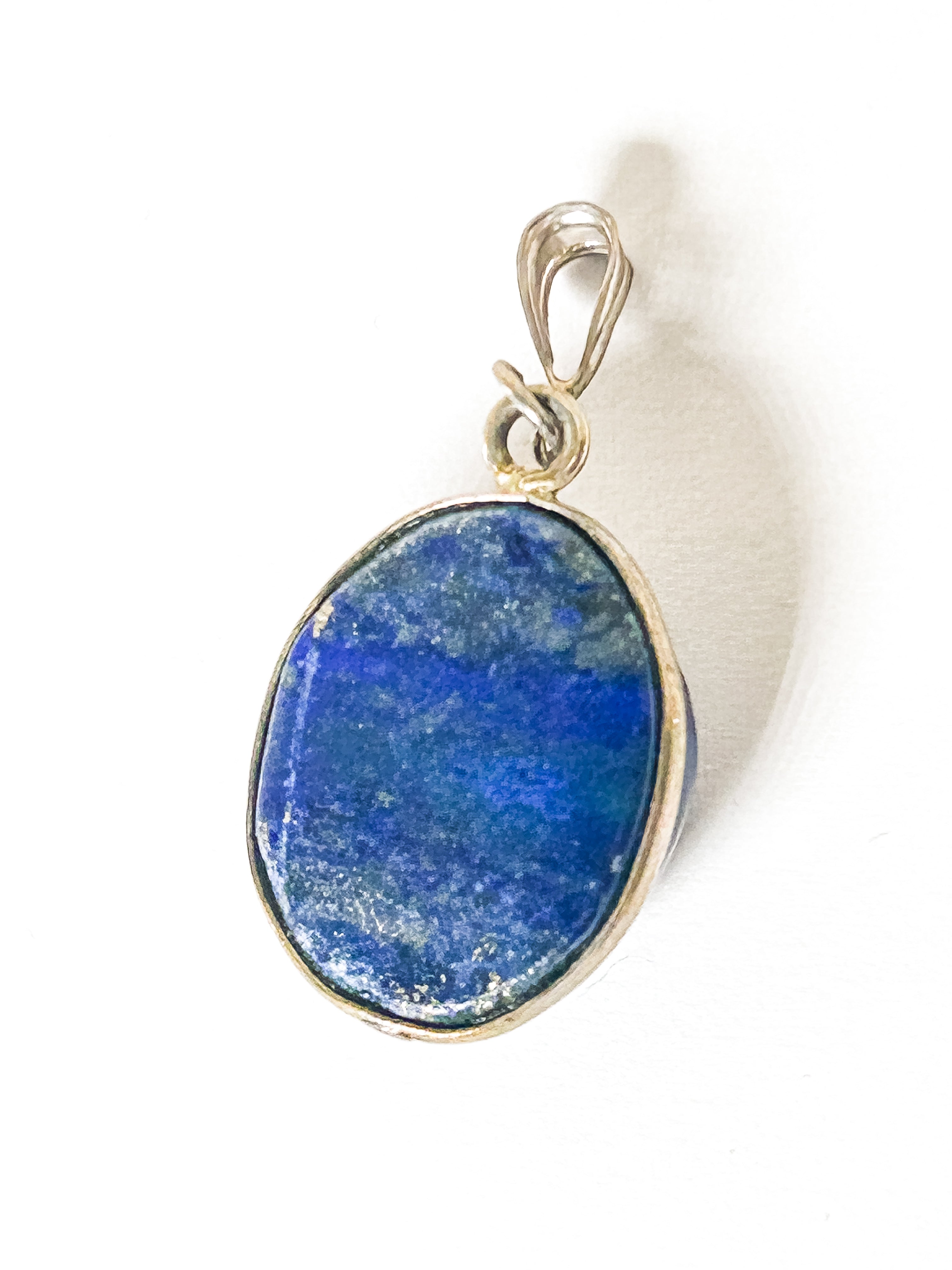 Vintage 925 Sterling Silver Round Lapis Lazuli Pendant - Frijja, LLC