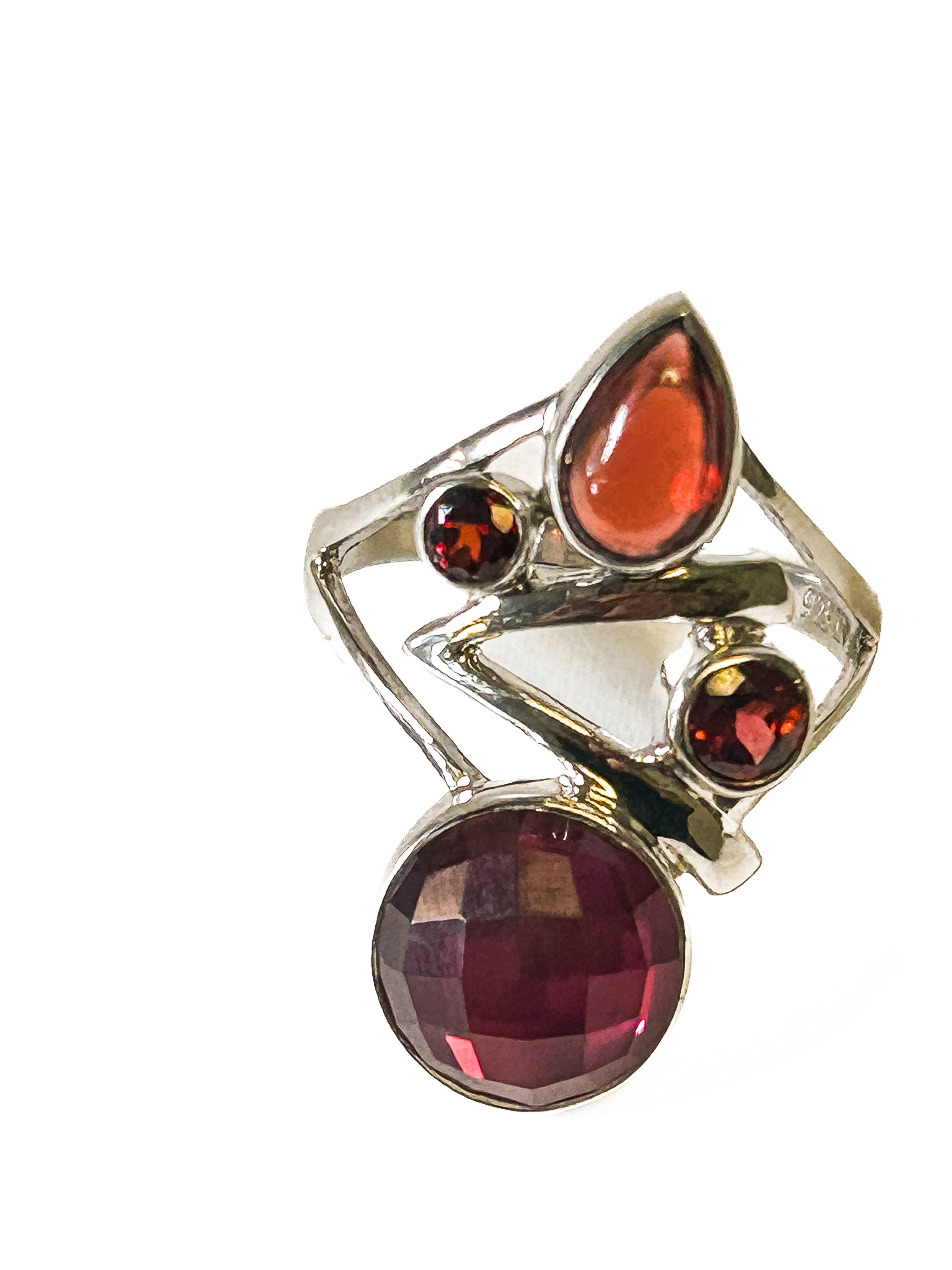 Vintage 4 Stone Garnet and Carnelian Ring size 8 - Frijja, LLC