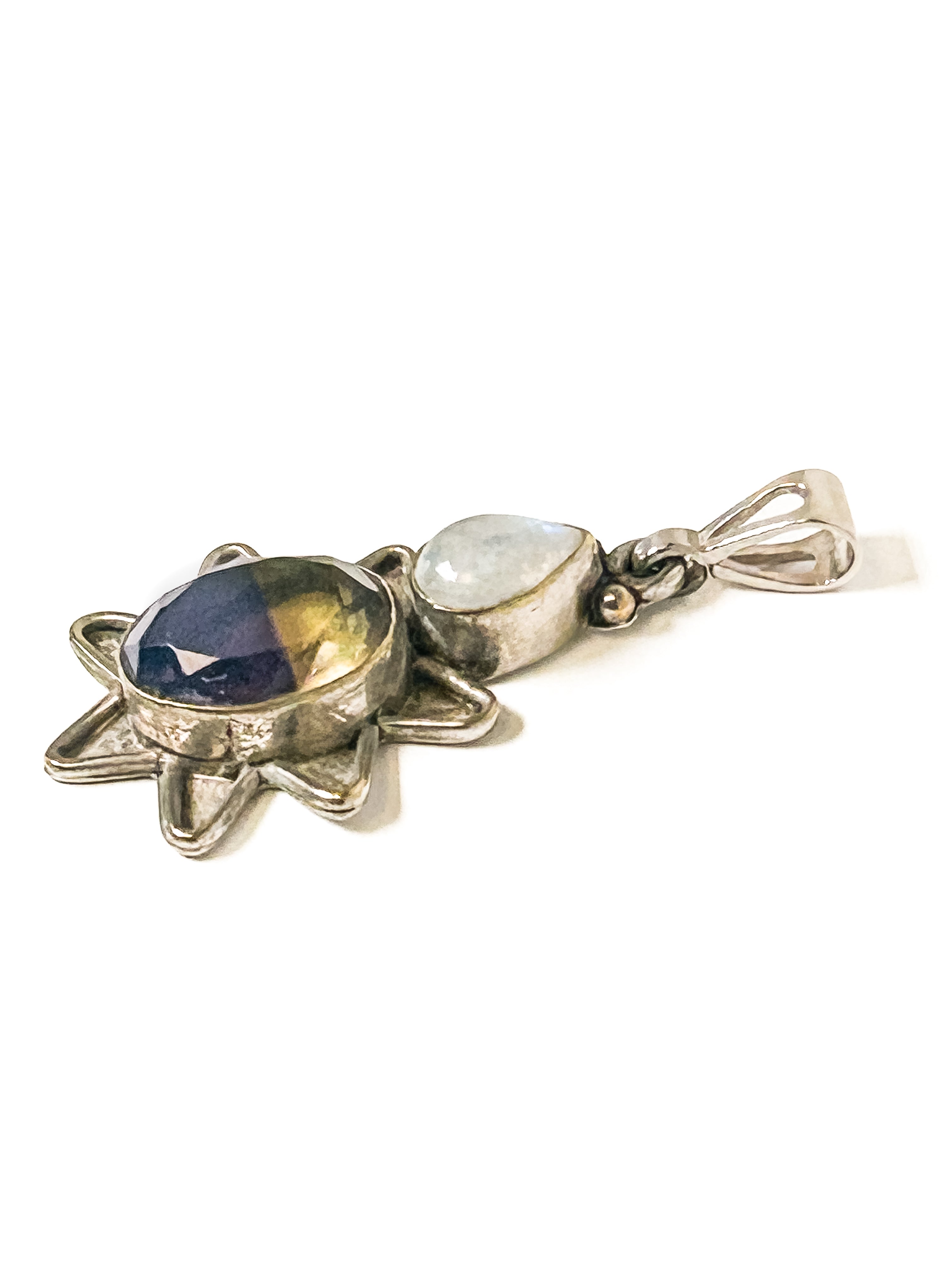 Vintage 925 Sterling Silver Ametrine and Moonstone Pendant - Frijja, LLC